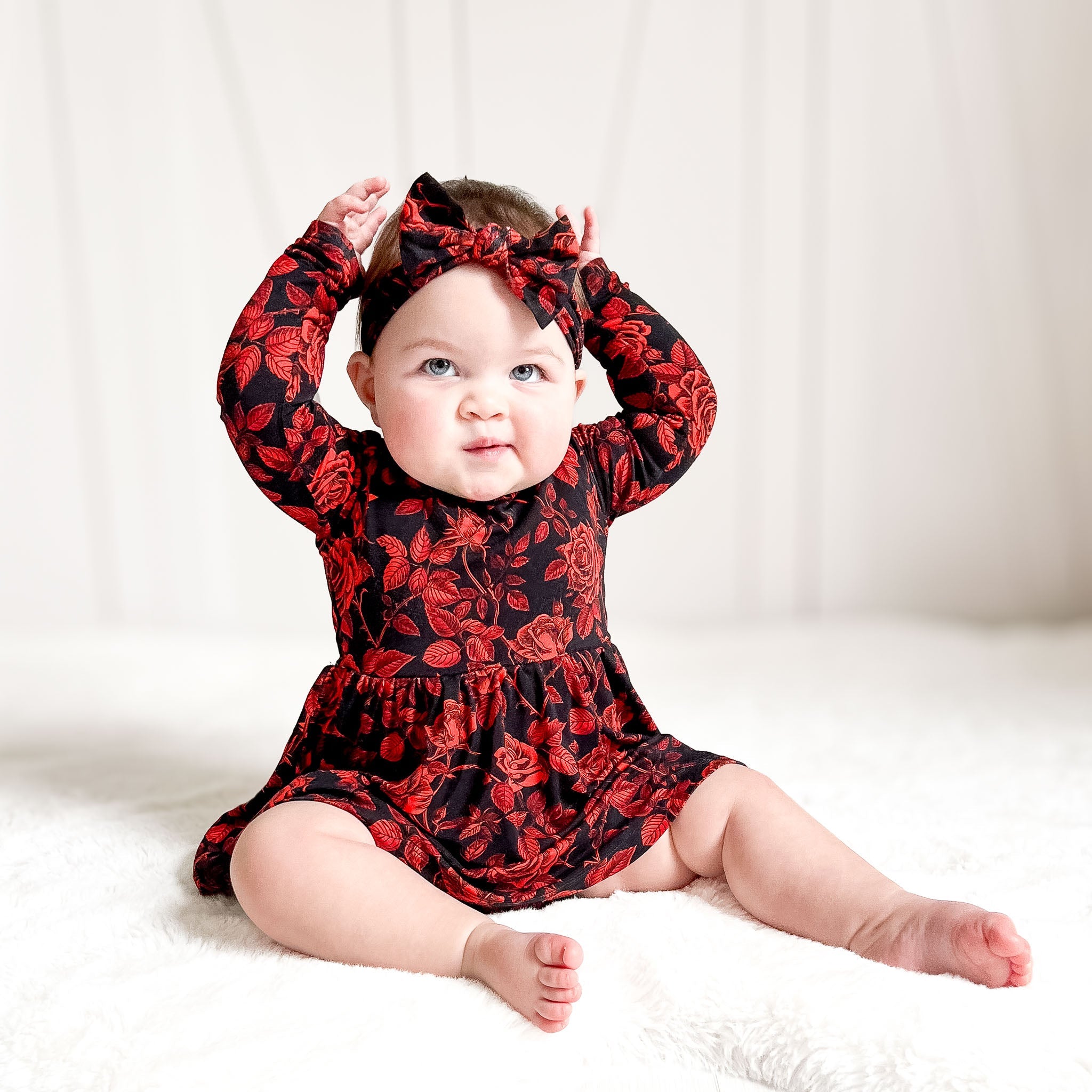 Midnight Roses | Bamboo Baby Bodysuit Dress