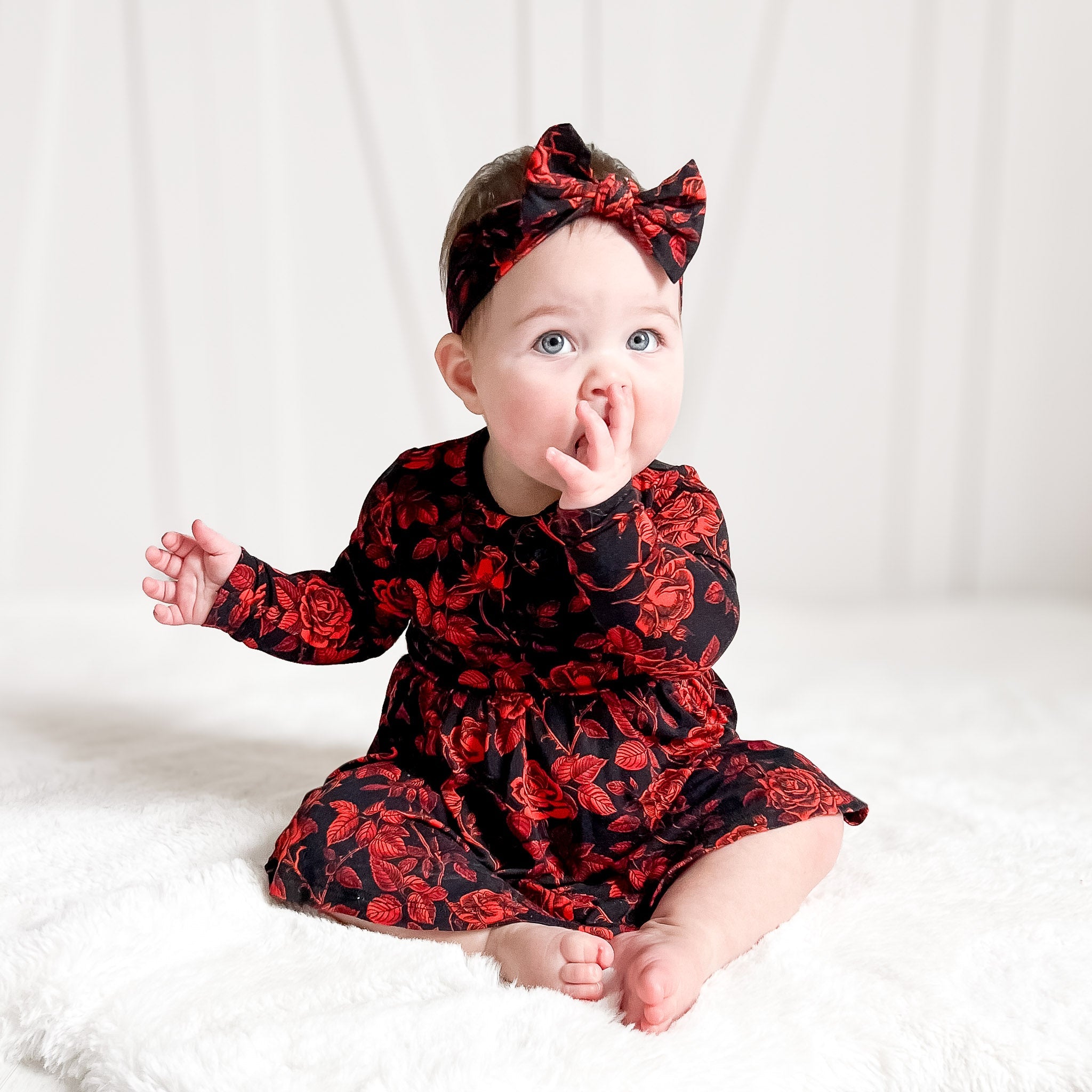 Midnight Roses | Bamboo Baby Bodysuit Dress