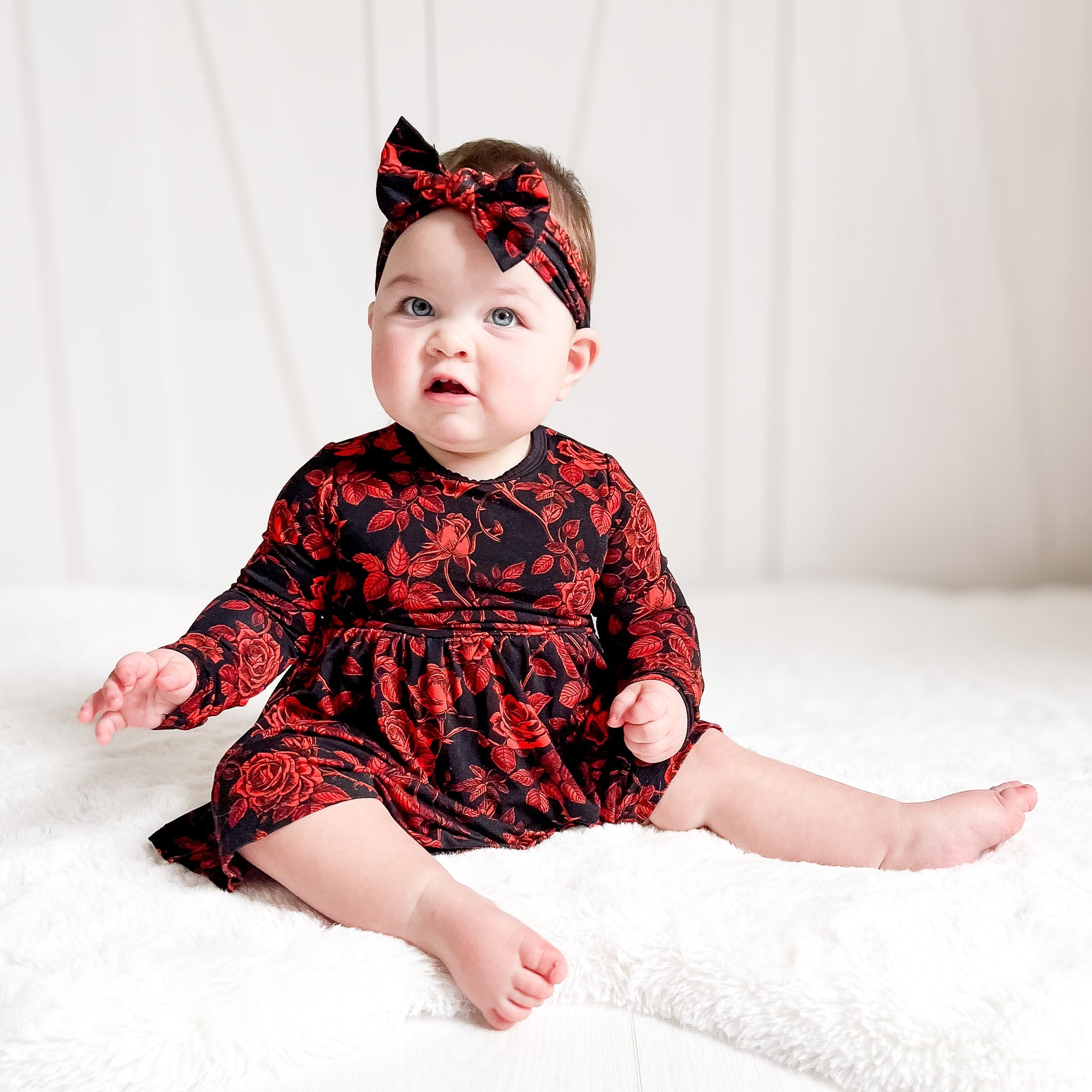 Midnight Roses | Bamboo Baby Bodysuit Dress