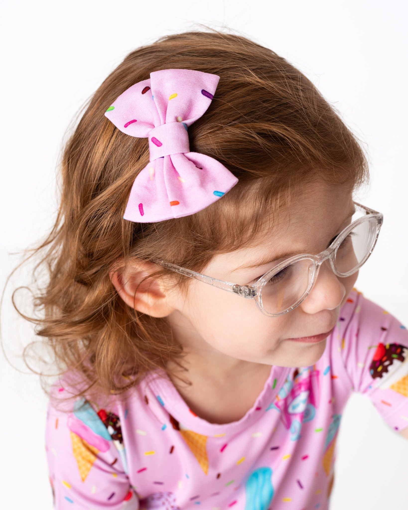Strawberry Sprinkles | Bamboo Small Clip On Bow