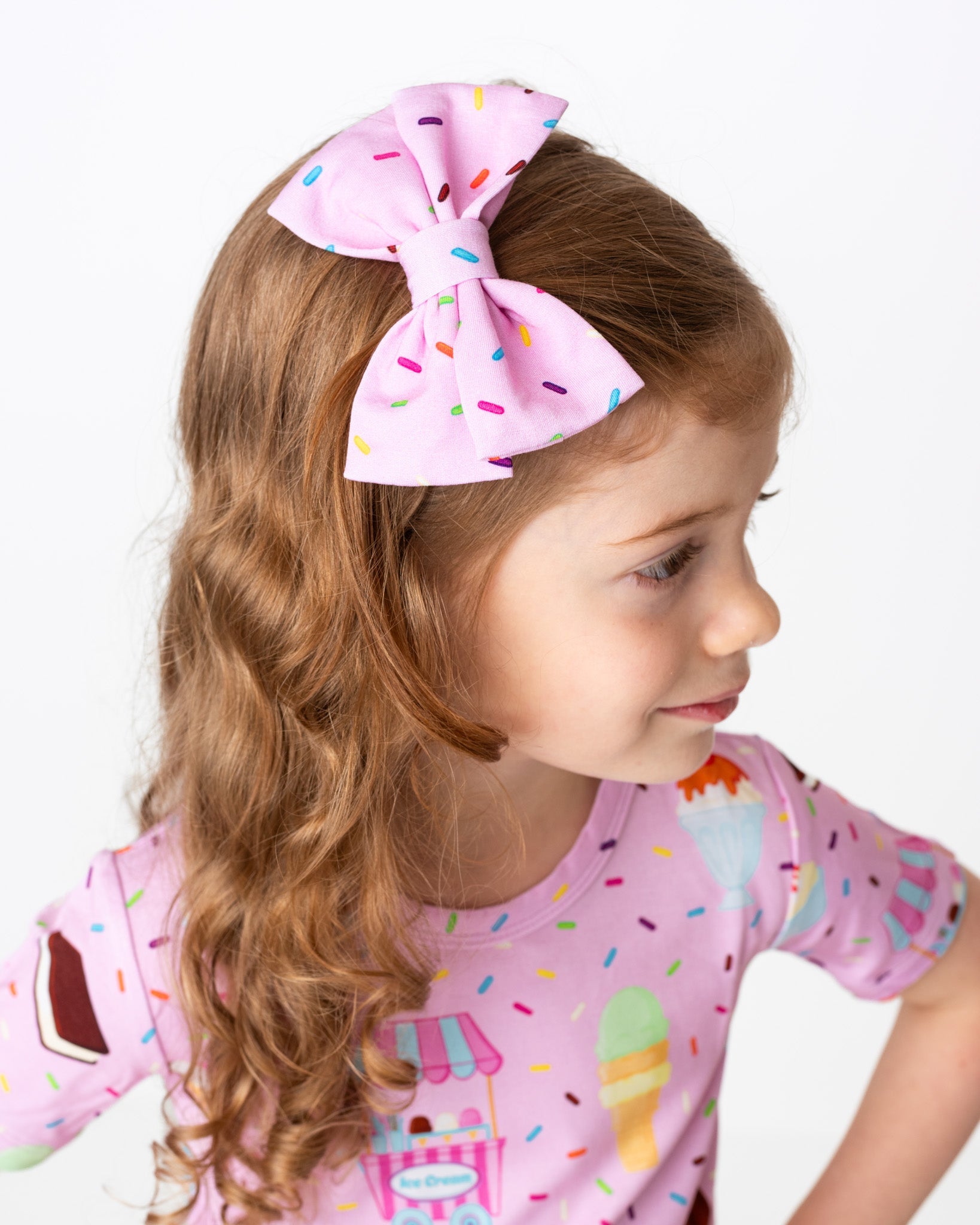 Strawberry Sprinkles | Bamboo Big Clip On Bow