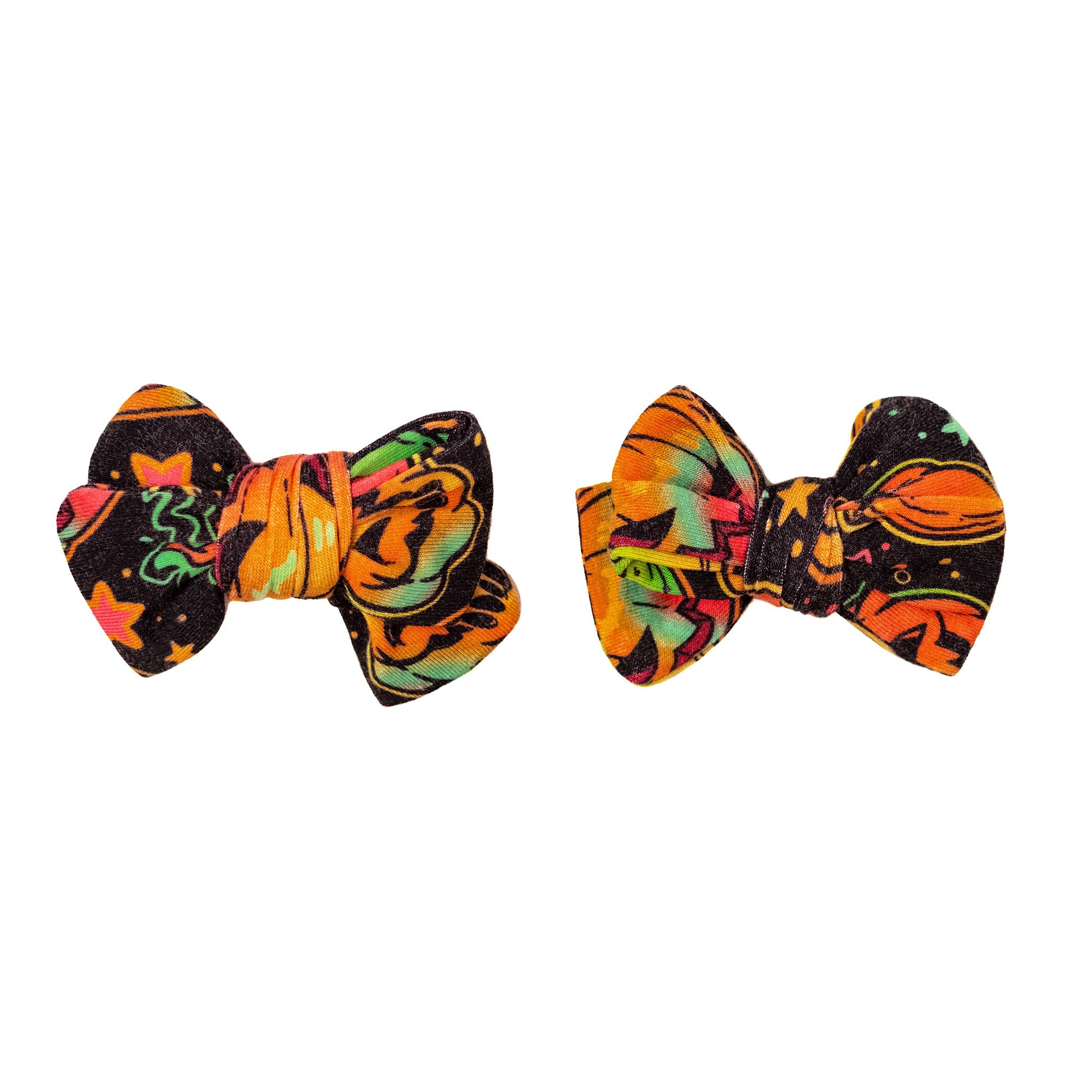 Halloween | Spooky Pumpkins | Baby Bamboo Clip On Bow Set *new Style*