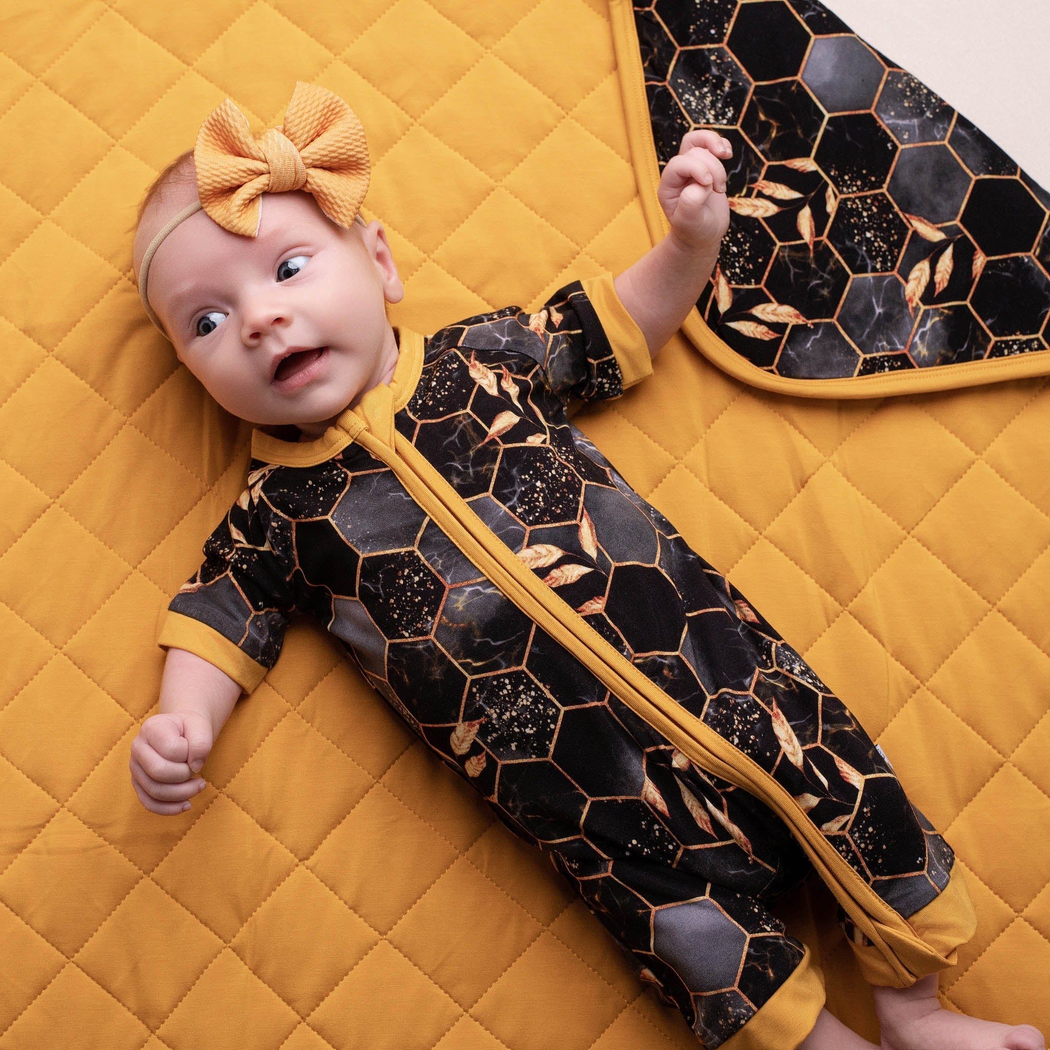 Midnight Honey | Mini Quilted Bamboo Baby Blanket