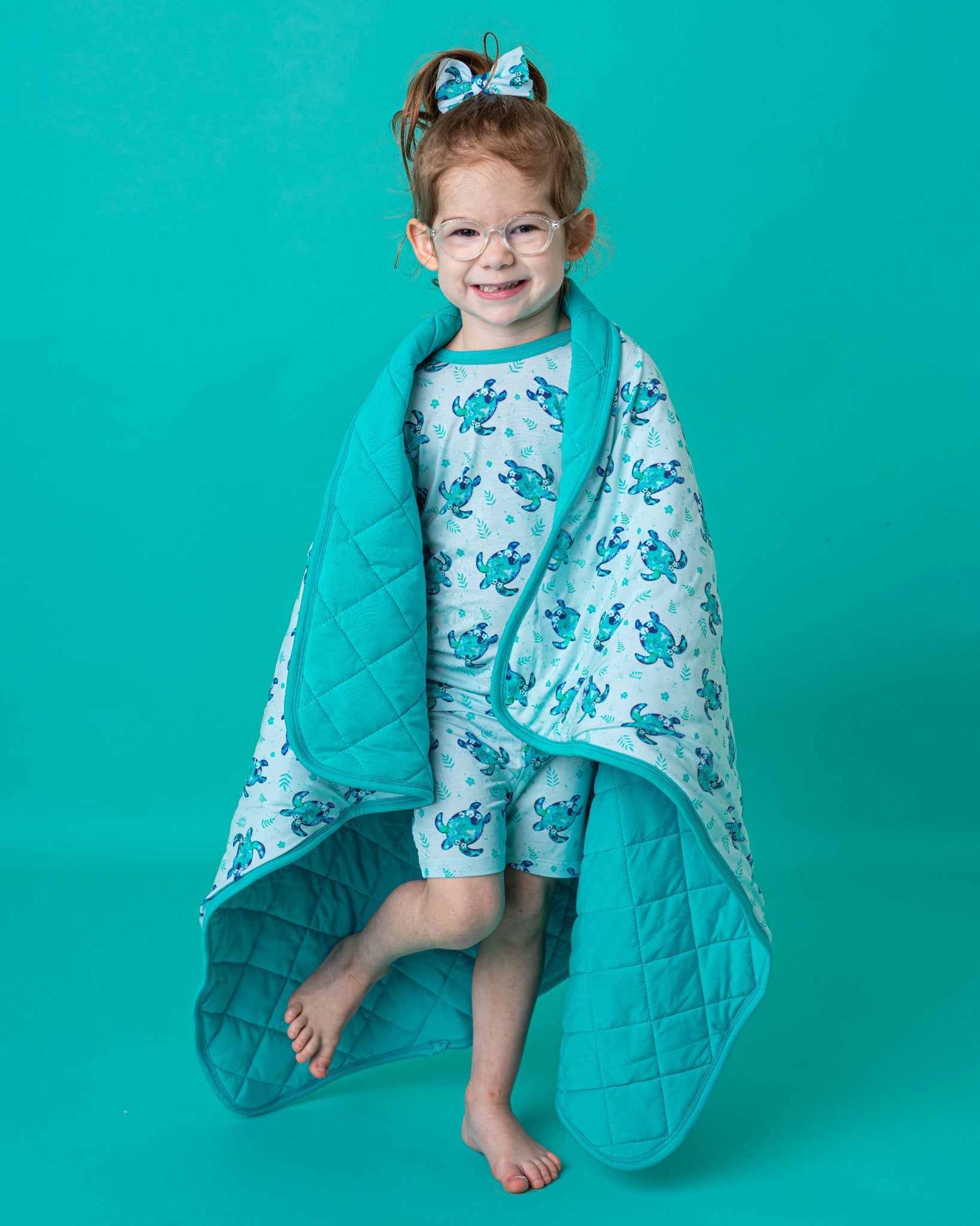 Sea Turtles | Mini Quilted Bamboo Baby Blanket