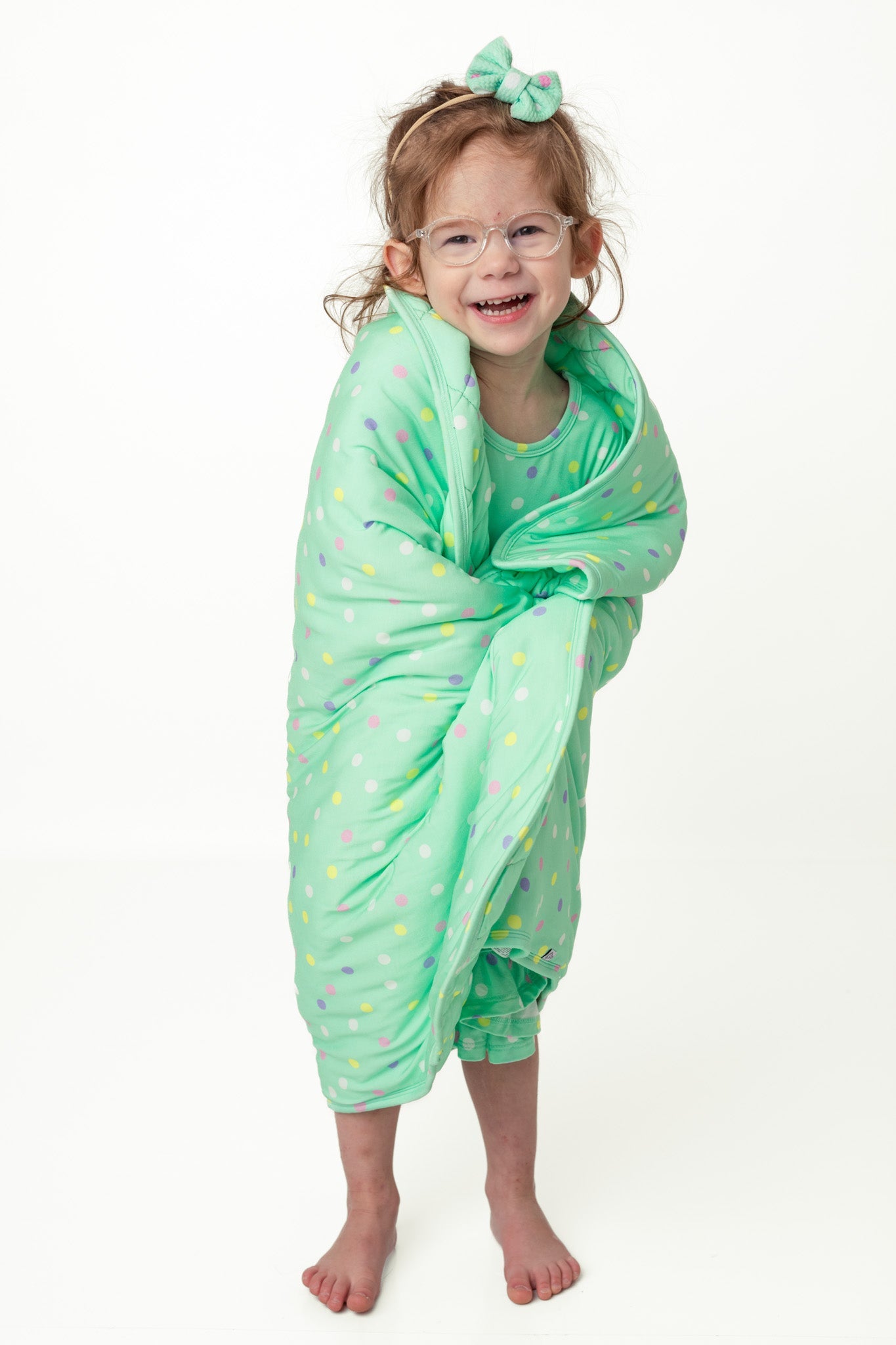 Pastel Dots | Mini Quilted Bamboo Baby Blanket