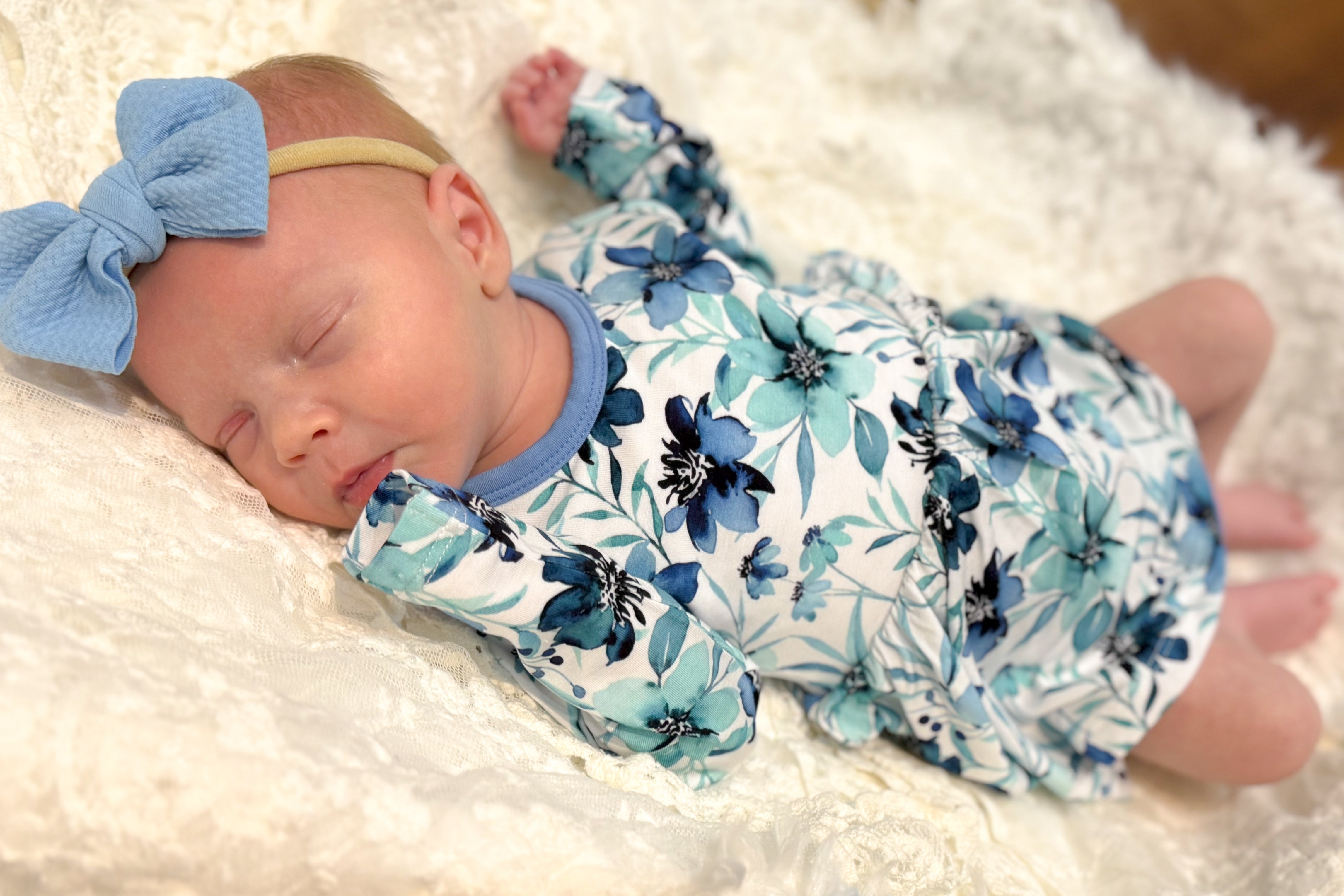 Azure Petals | Bamboo Baby Bodysuit Dress