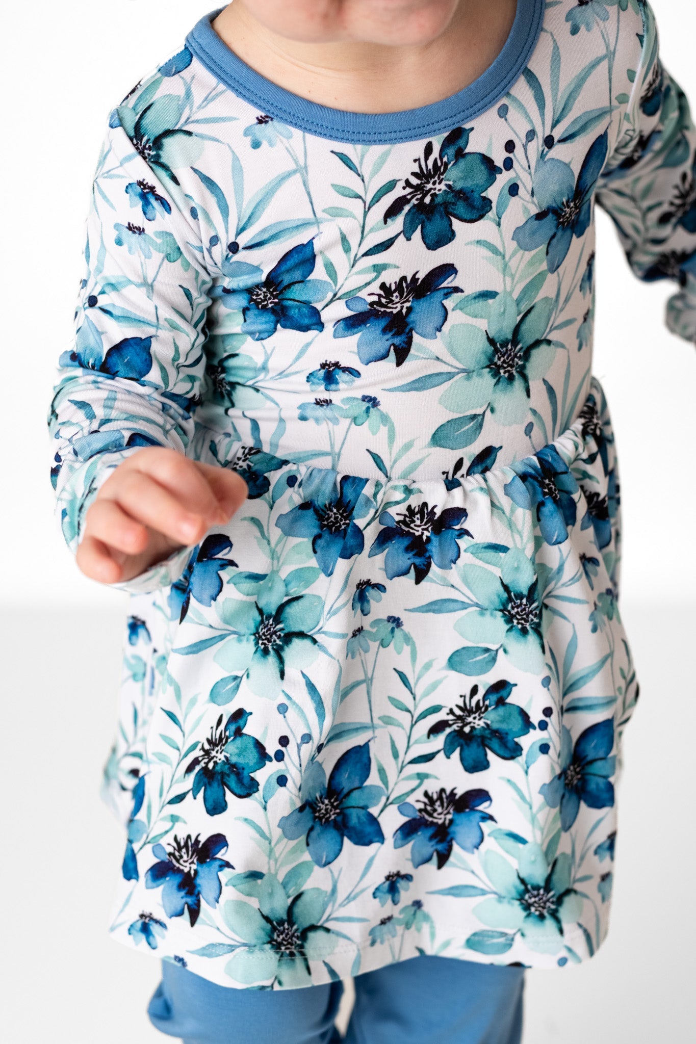 Azure Petals | Bamboo Baby Bodysuit Dress