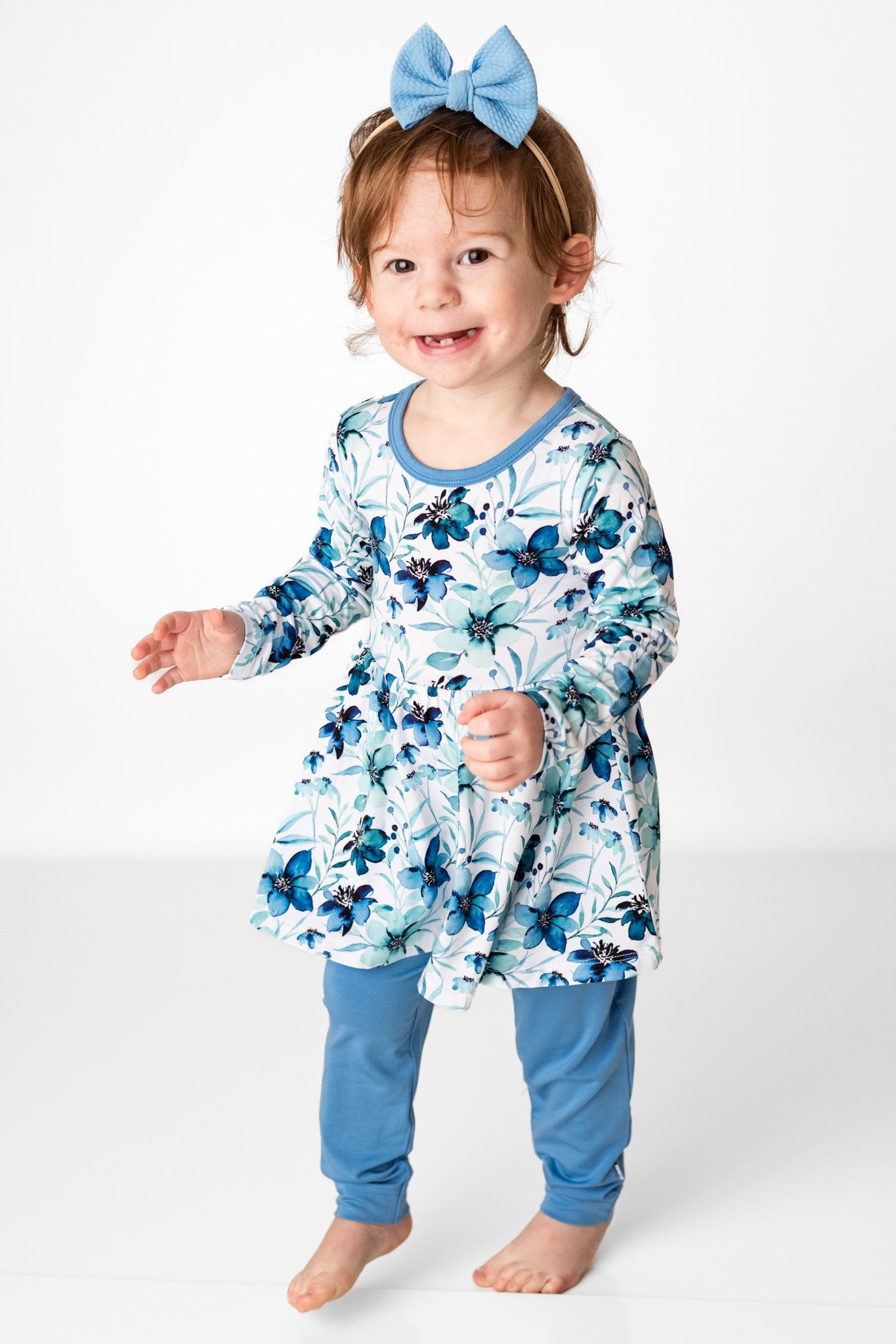 Azure Petals | Bamboo Baby Bodysuit Dress