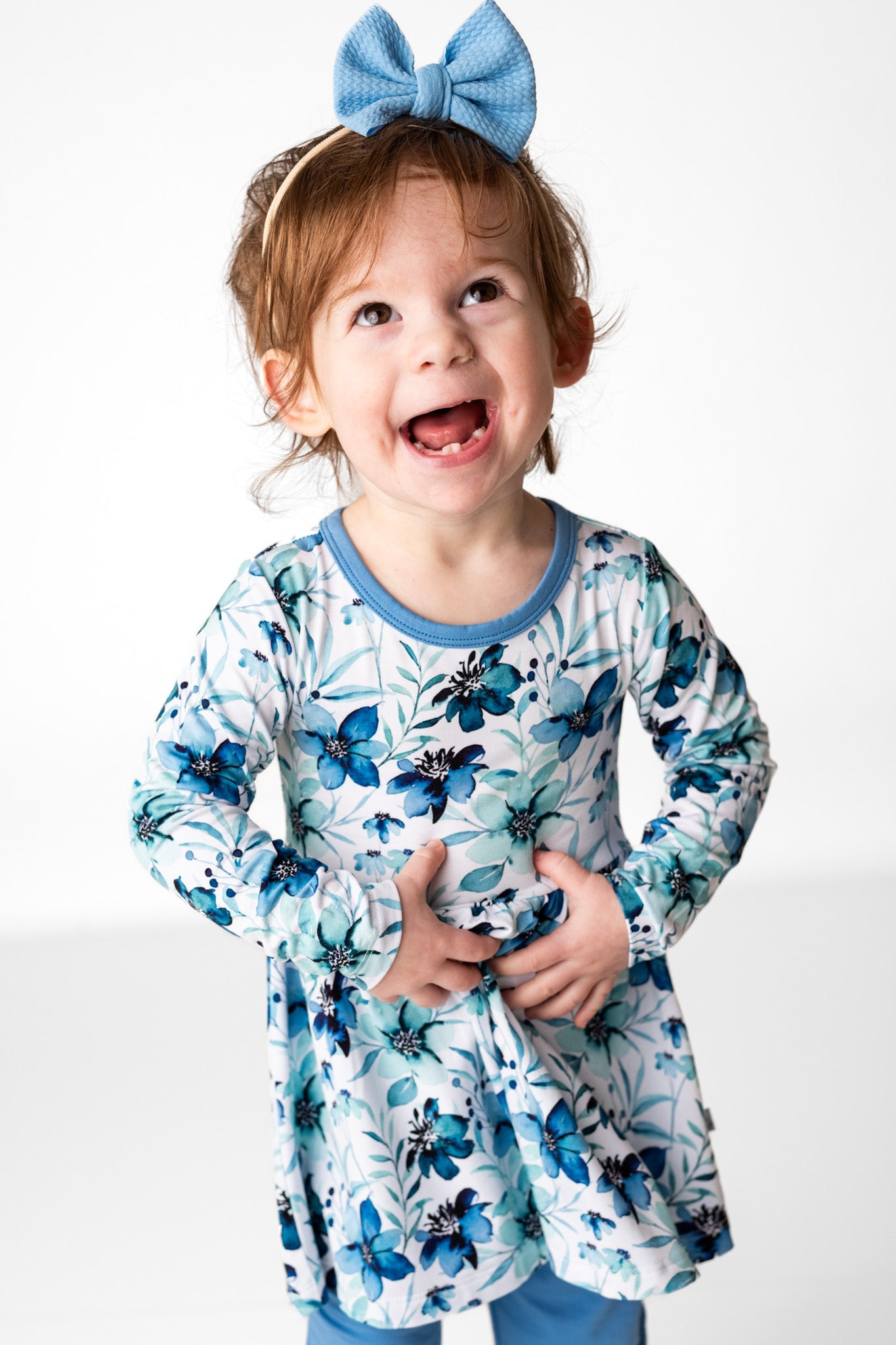 Azure Petals | Bamboo Baby Bodysuit Dress