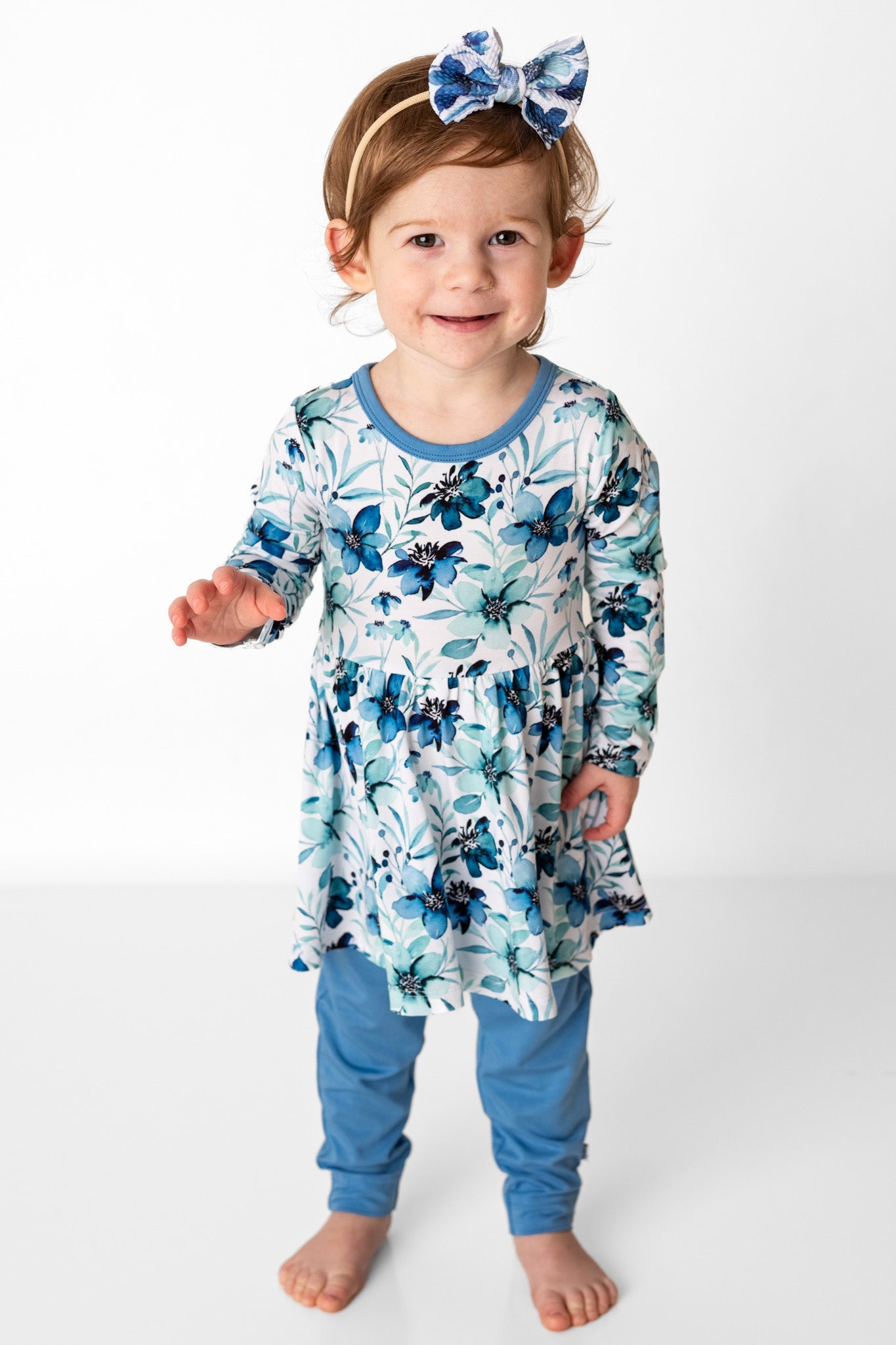 Azure Petals | Bamboo Baby Bodysuit Dress