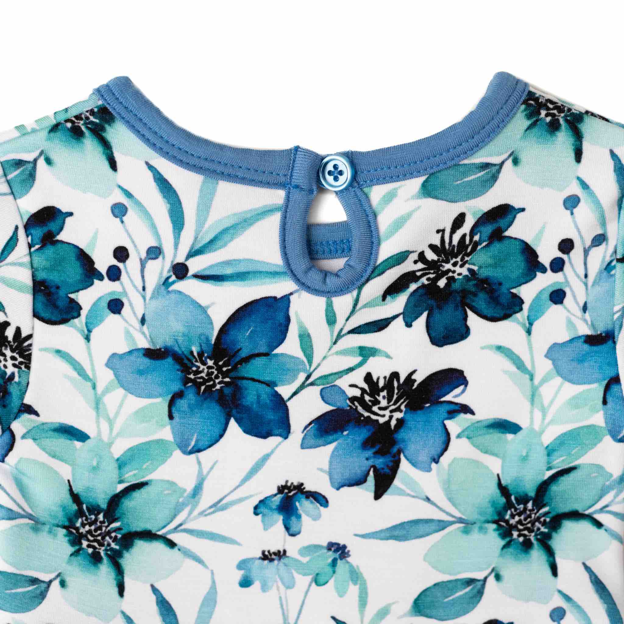 Azure Petals | Bamboo Baby Bodysuit Dress
