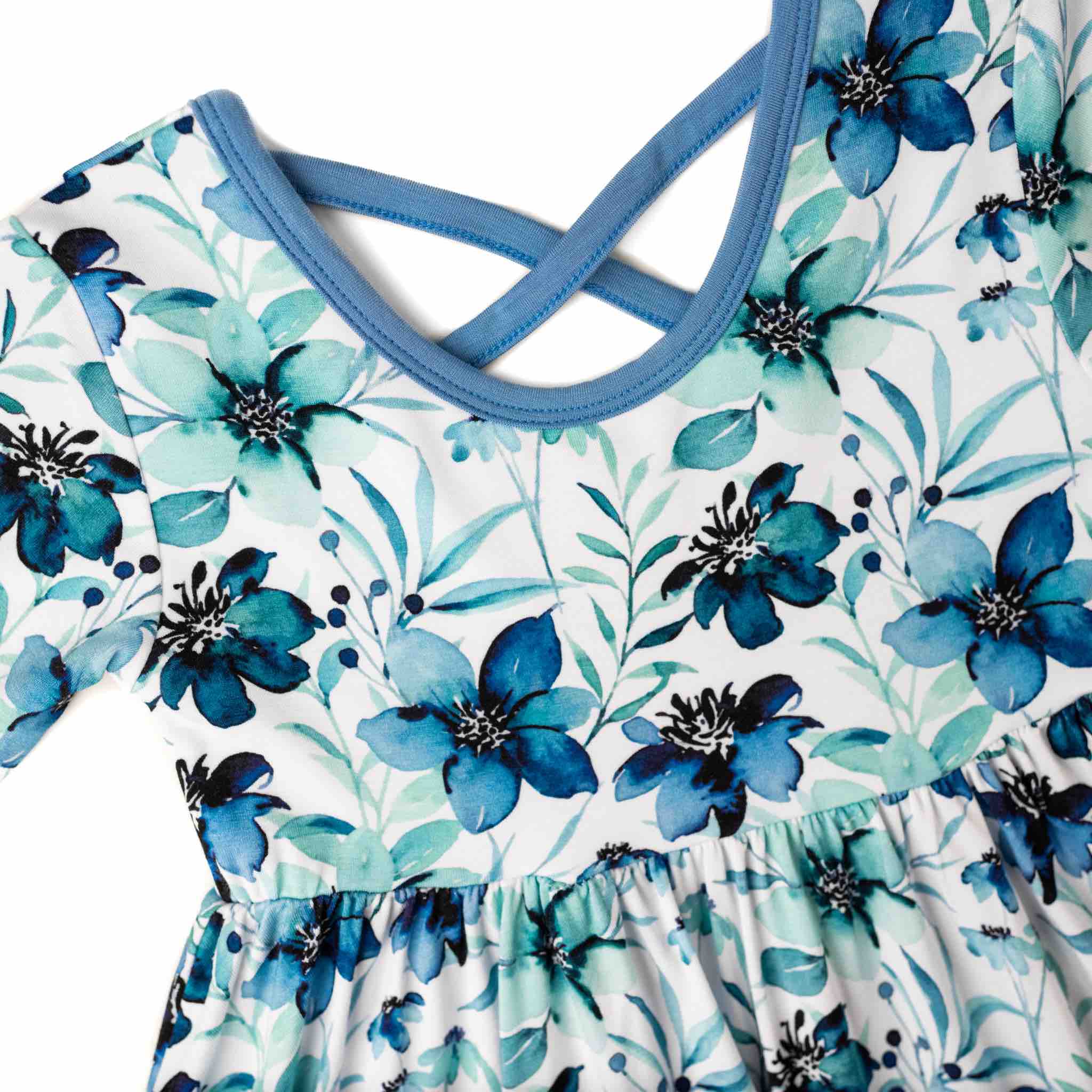 Azure Petals | Bamboo Ruffle Twirl Dress