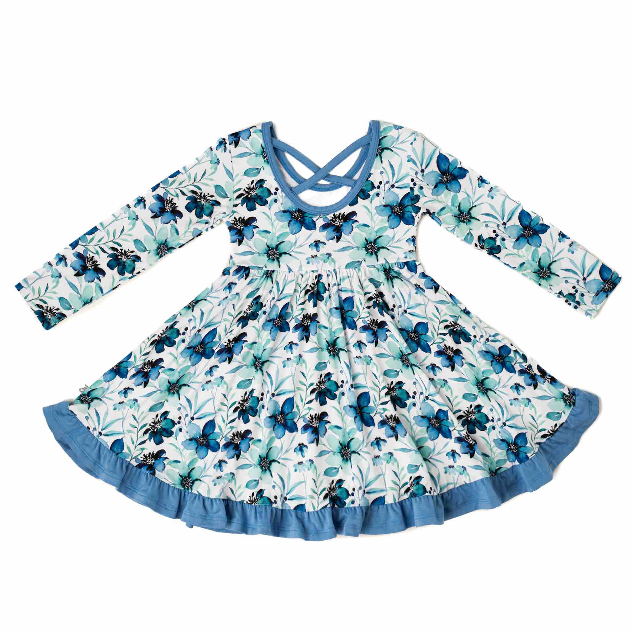 Azure Petals | Bamboo Ruffle Twirl Dress