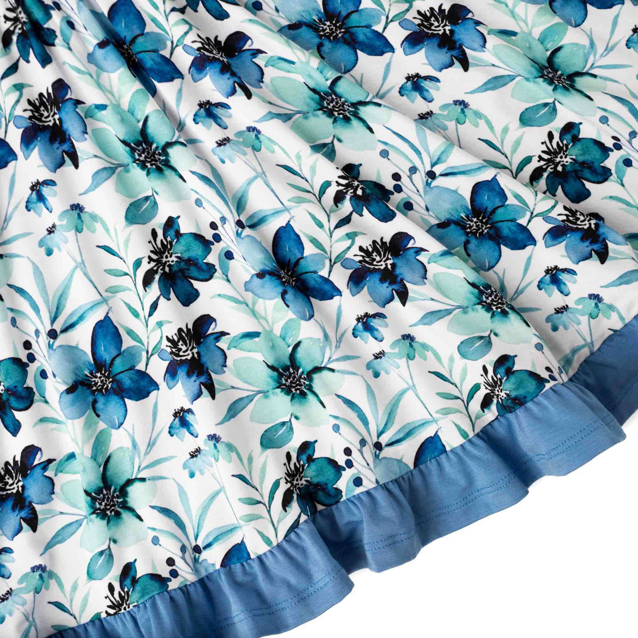 Azure Petals | Bamboo Ruffle Twirl Dress
