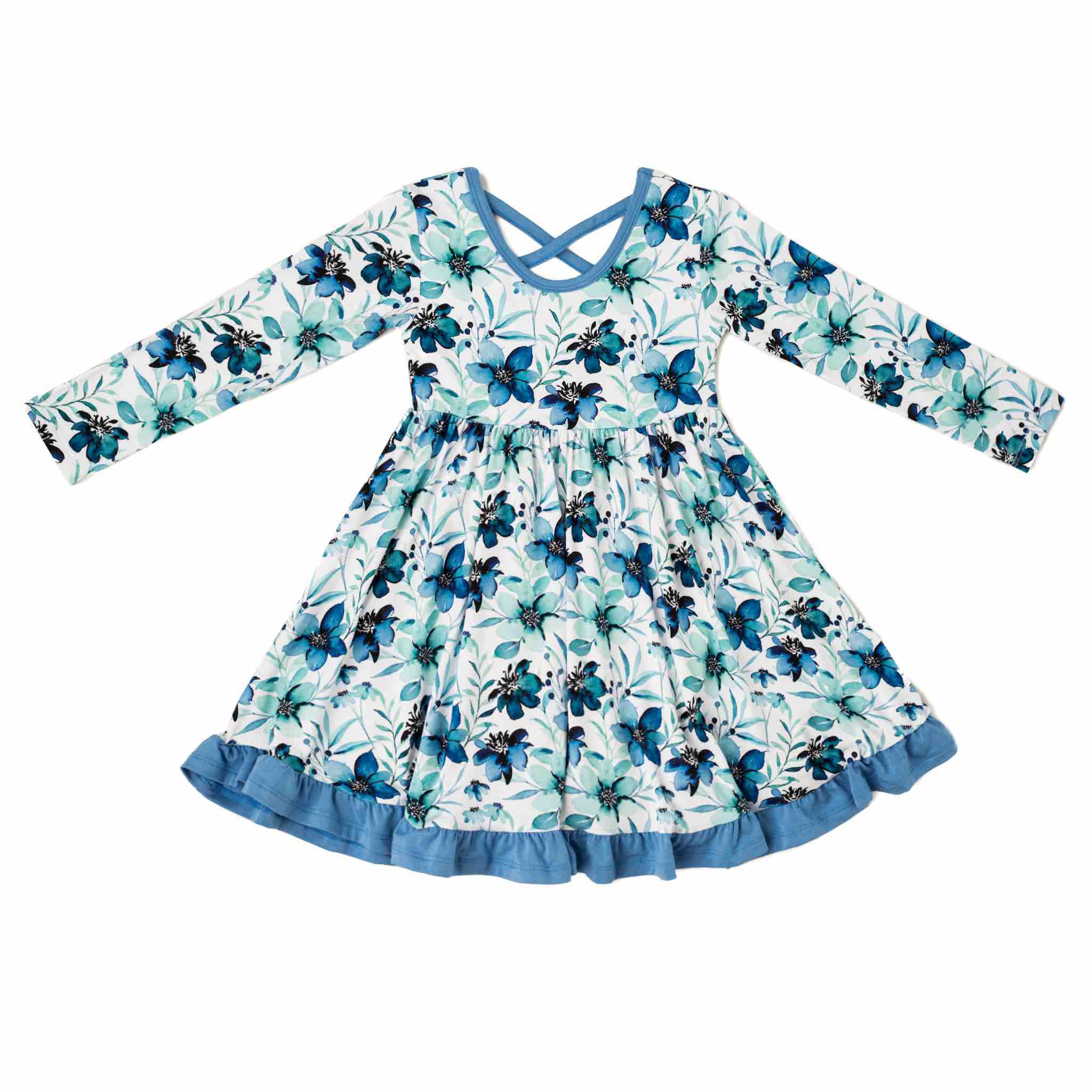 Azure Petals | Bamboo Ruffle Twirl Dress