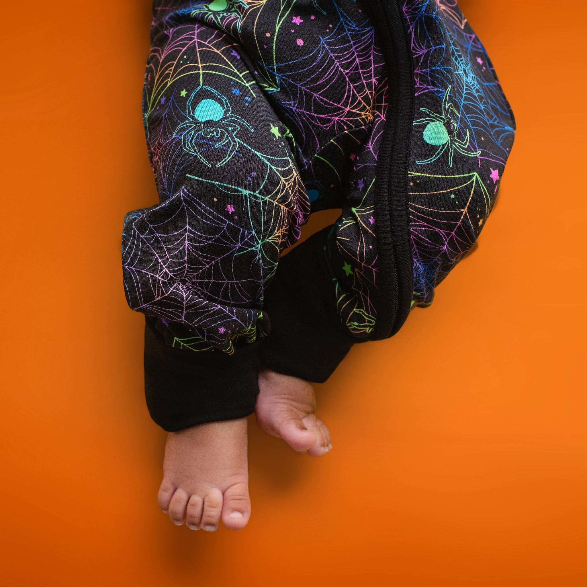 Halloween | Spooky Webs | Convertible Bamboo Zipper Baby Pajamas