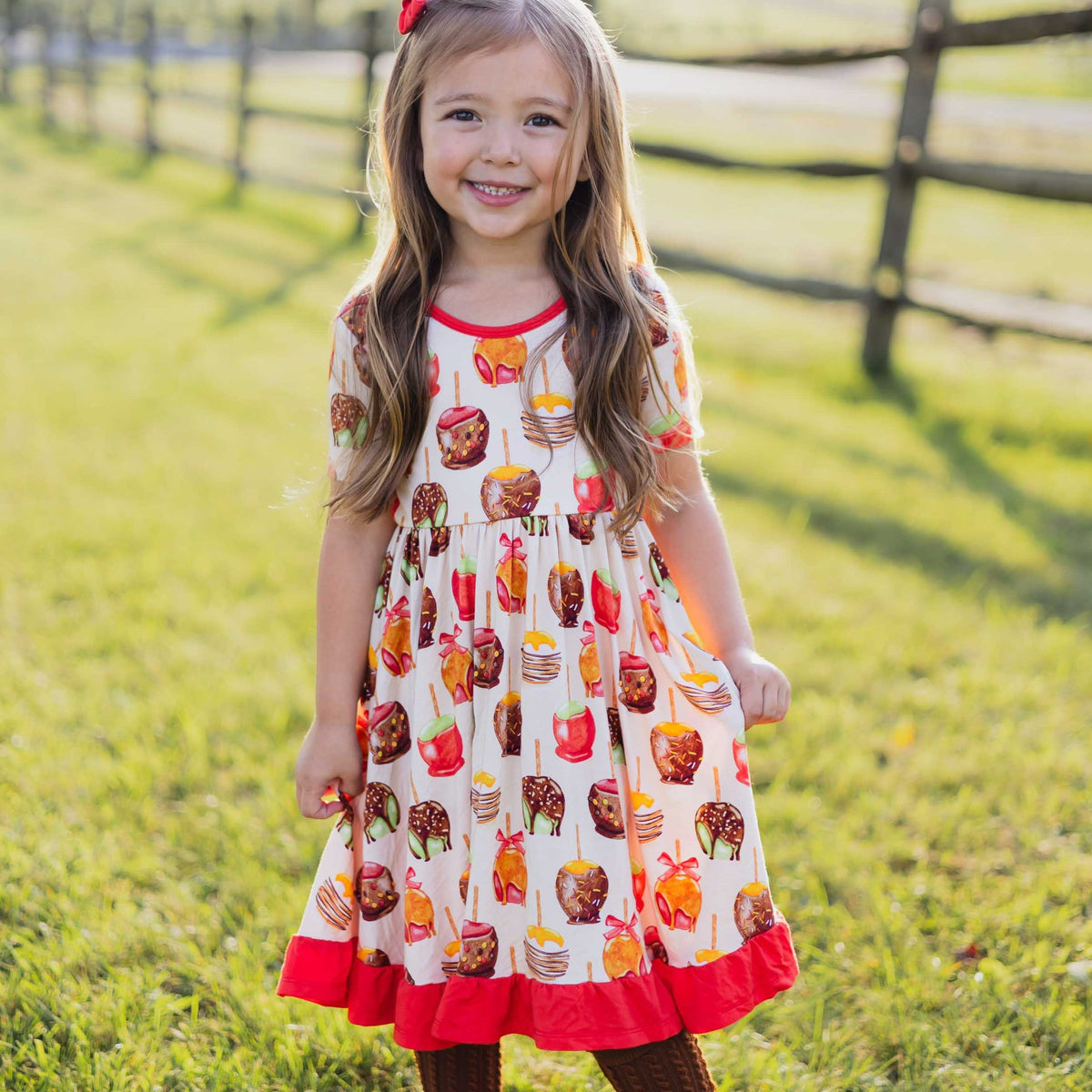 white christmas dresses Somewhere Out There Apple Print Babydoll Dress – Shop the Mint main image 0