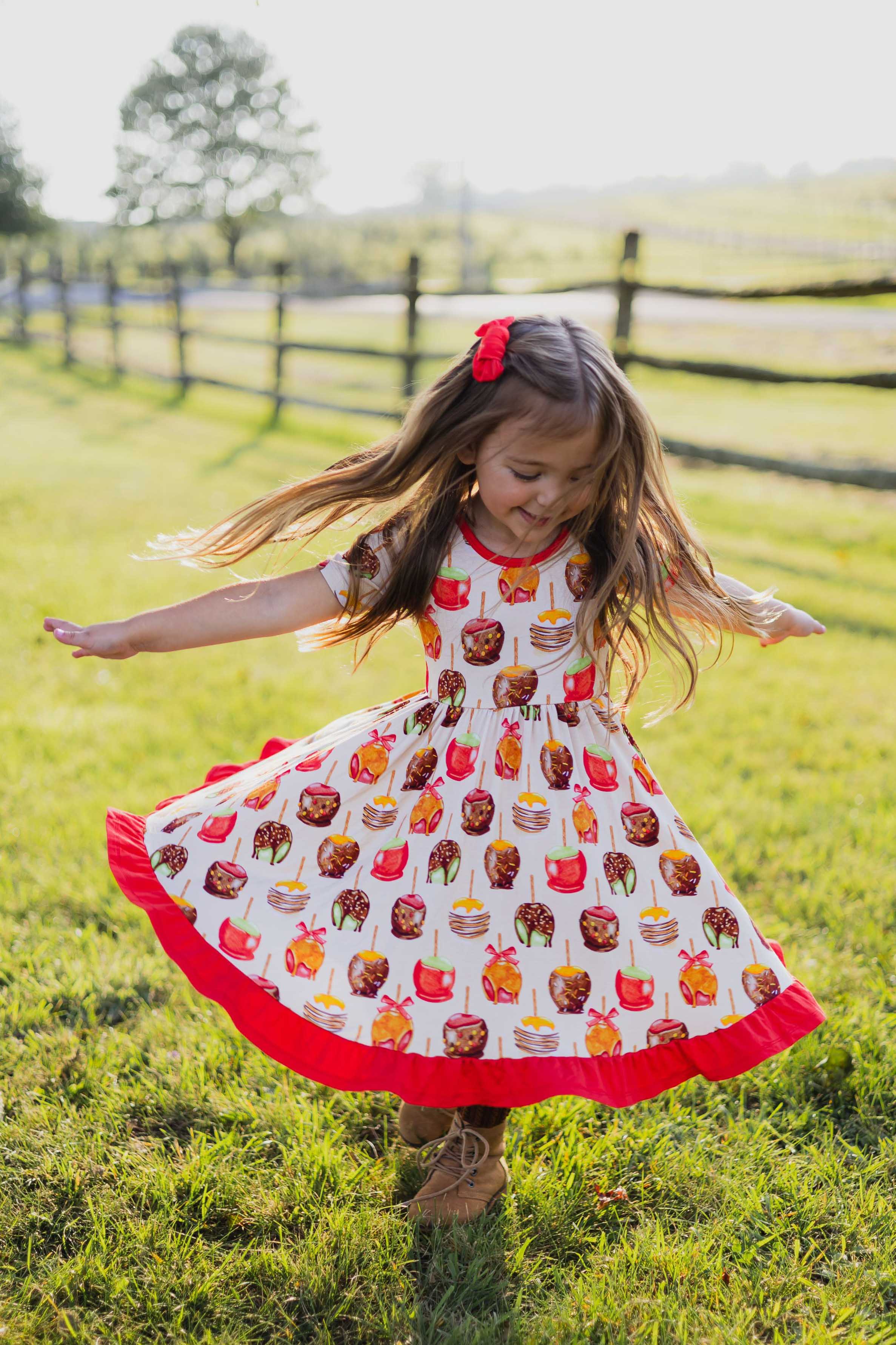 Candy Apples | Toddler & Girls Bamboo Ruffle Twirl Dress