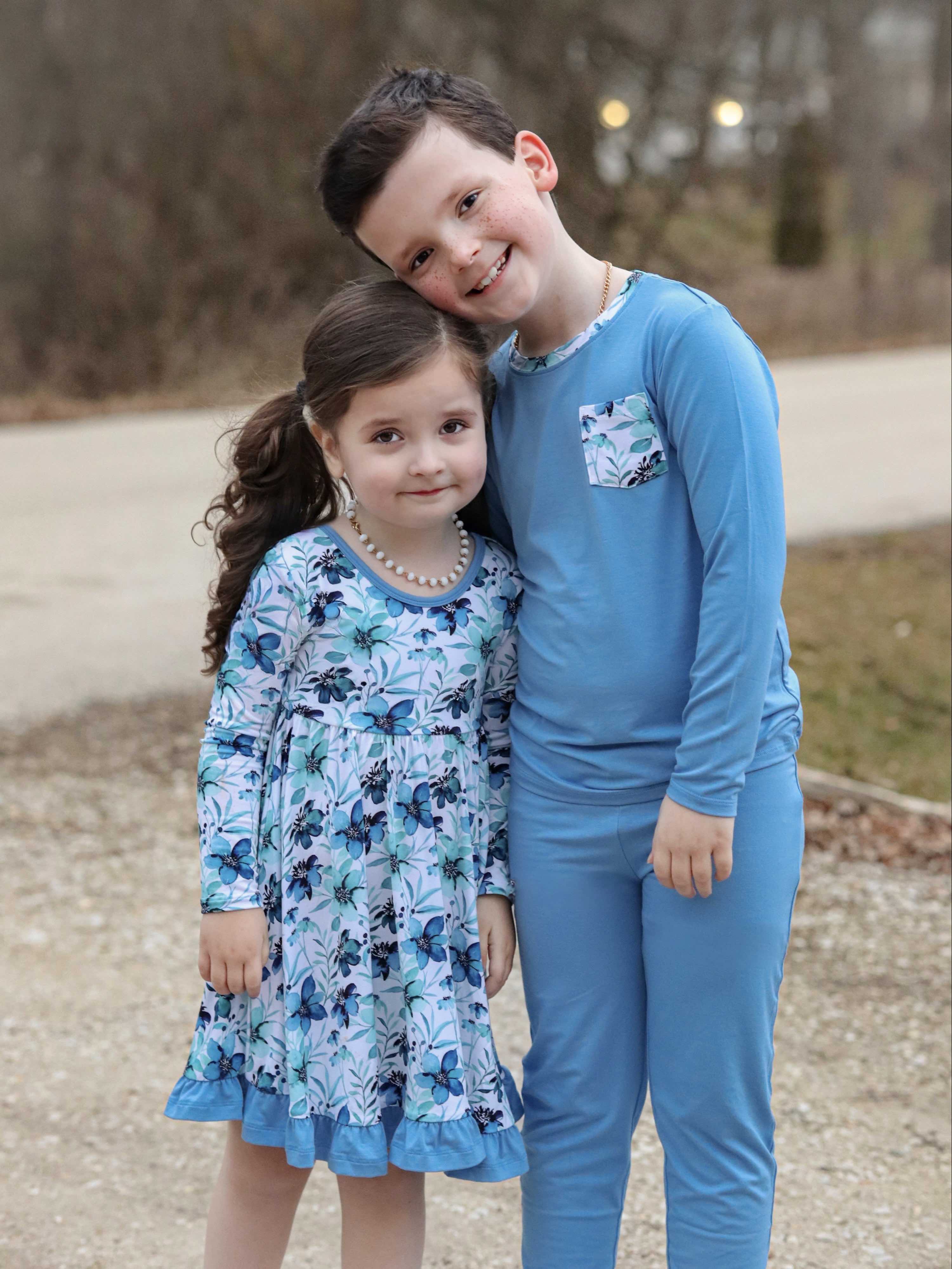 Azure Petals | Bamboo Ruffle Twirl Dress