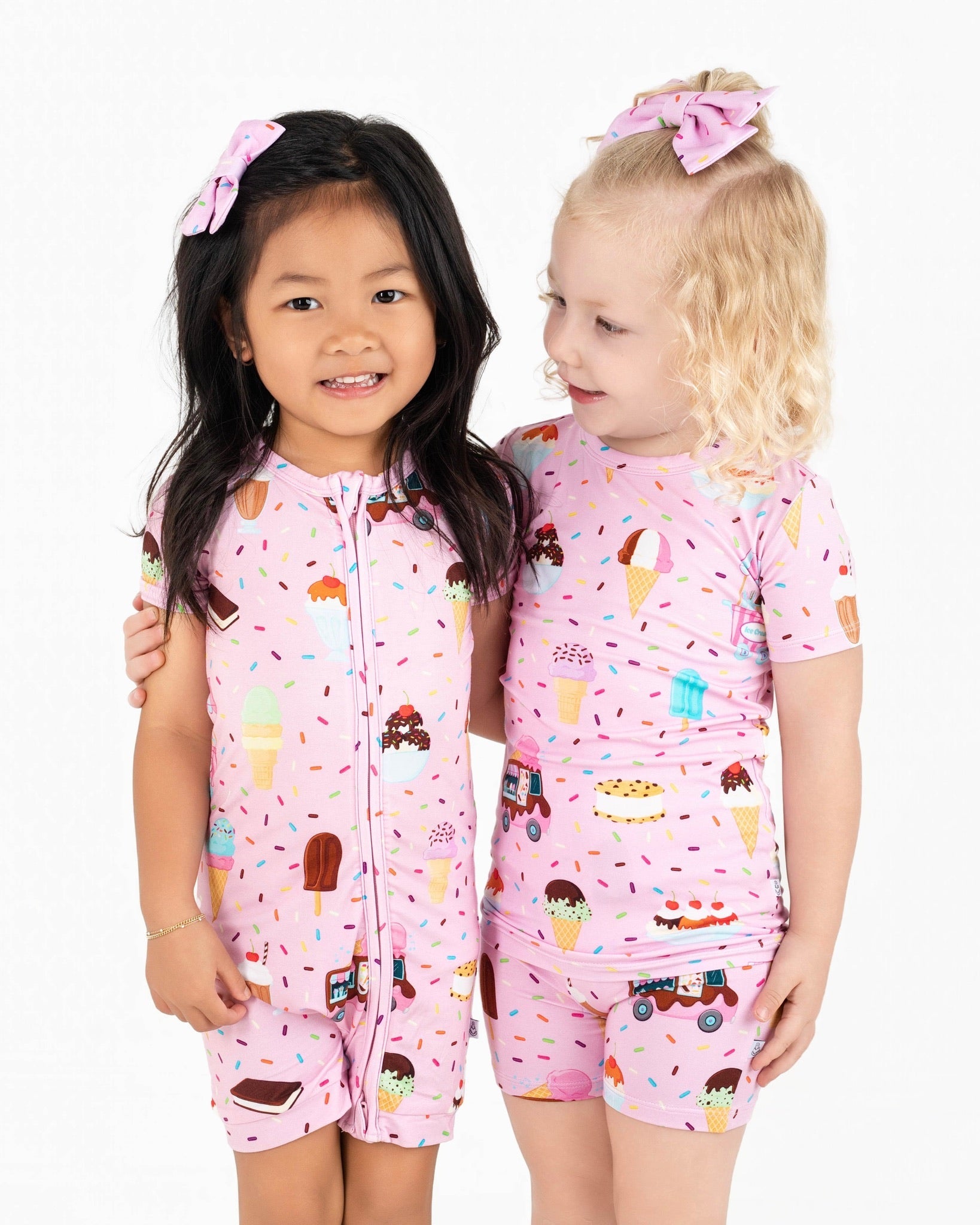 Strawberry Ice Cream | Bamboo Shorty Zipper Romper - Baby, Infant & Toddler