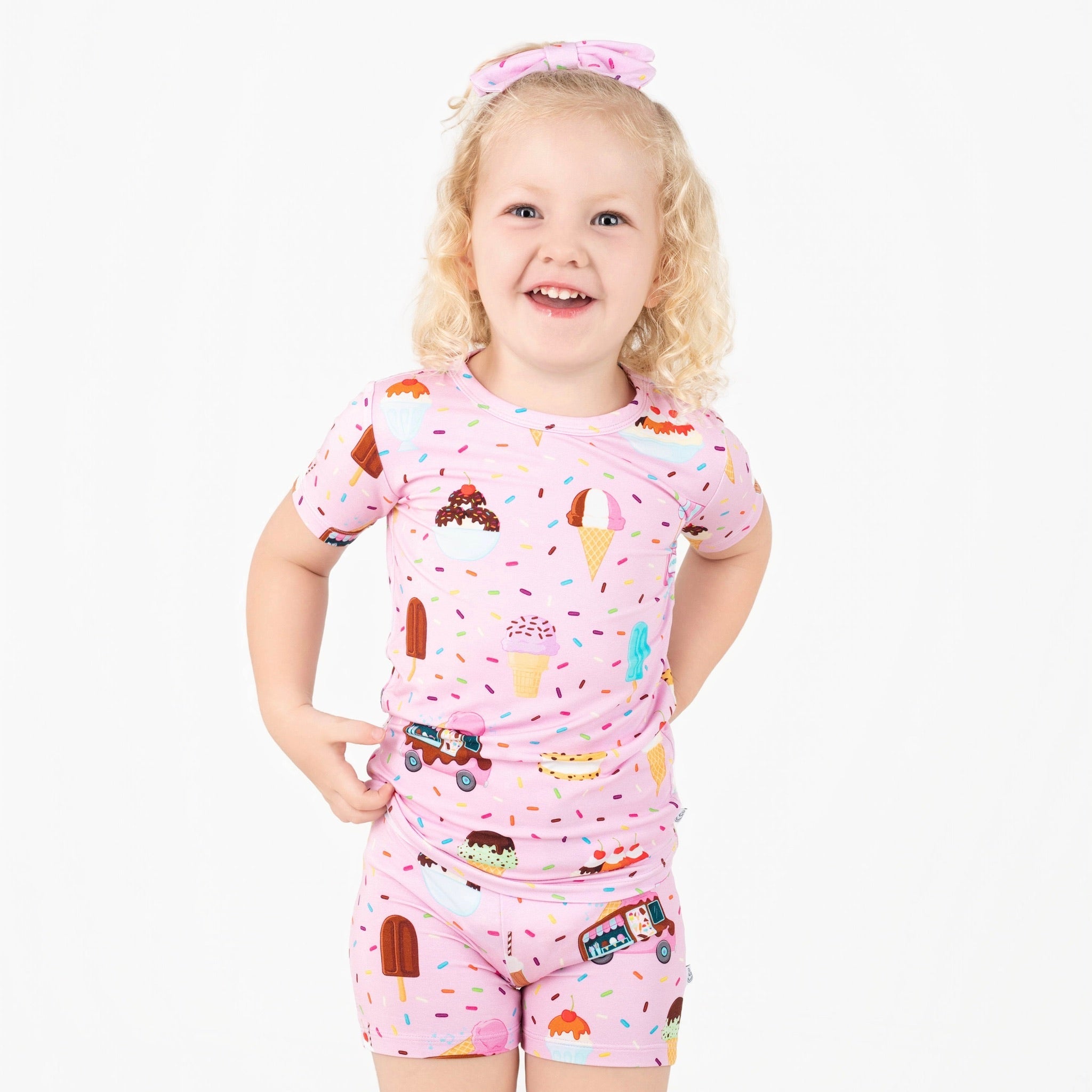 Strawberry Ice Cream | Two-piece Bamboo Short Sleeve Toddler & Kids Set