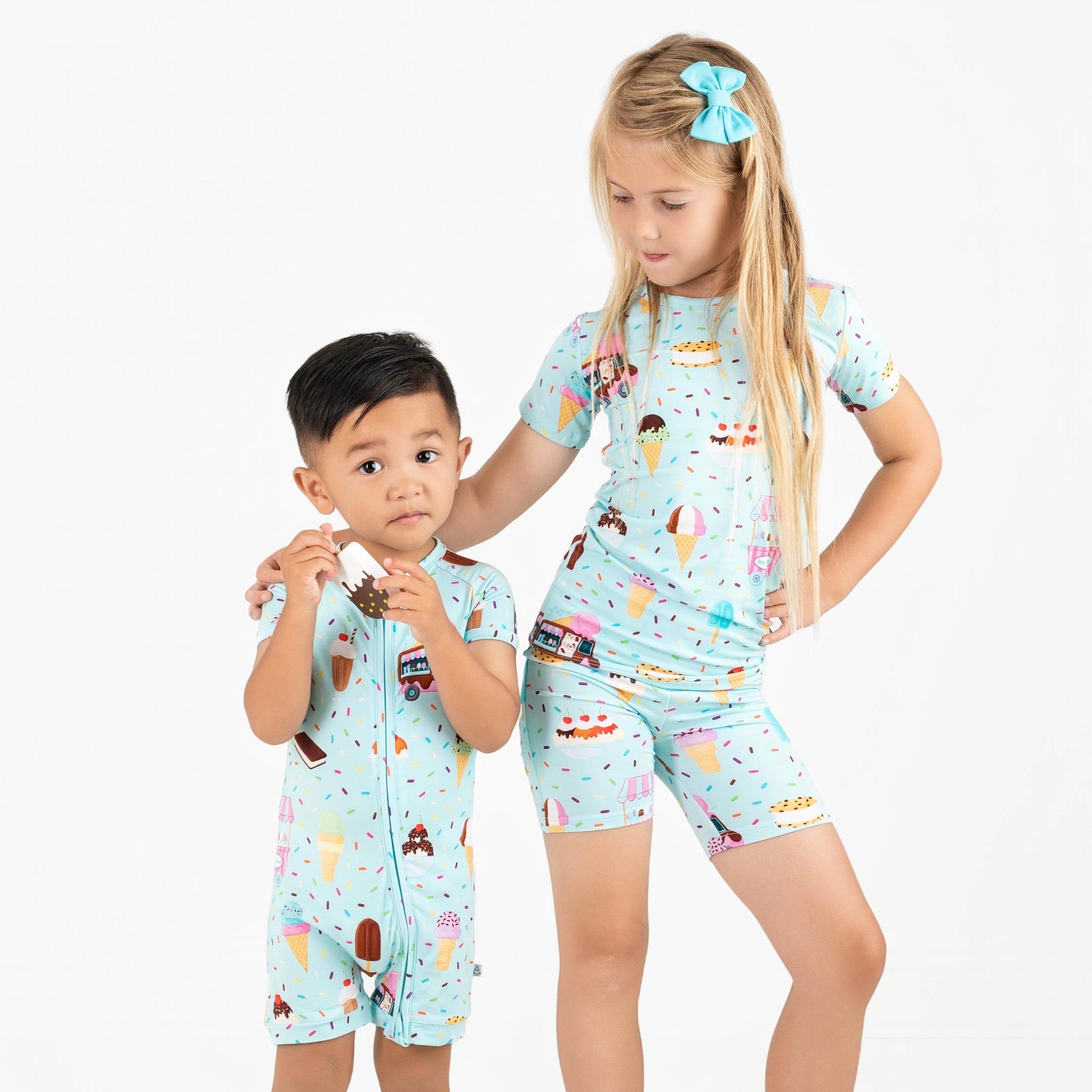 Cotton Candy Ice Cream | Bamboo Shorty Zipper Romper - Baby, Infant & Toddler