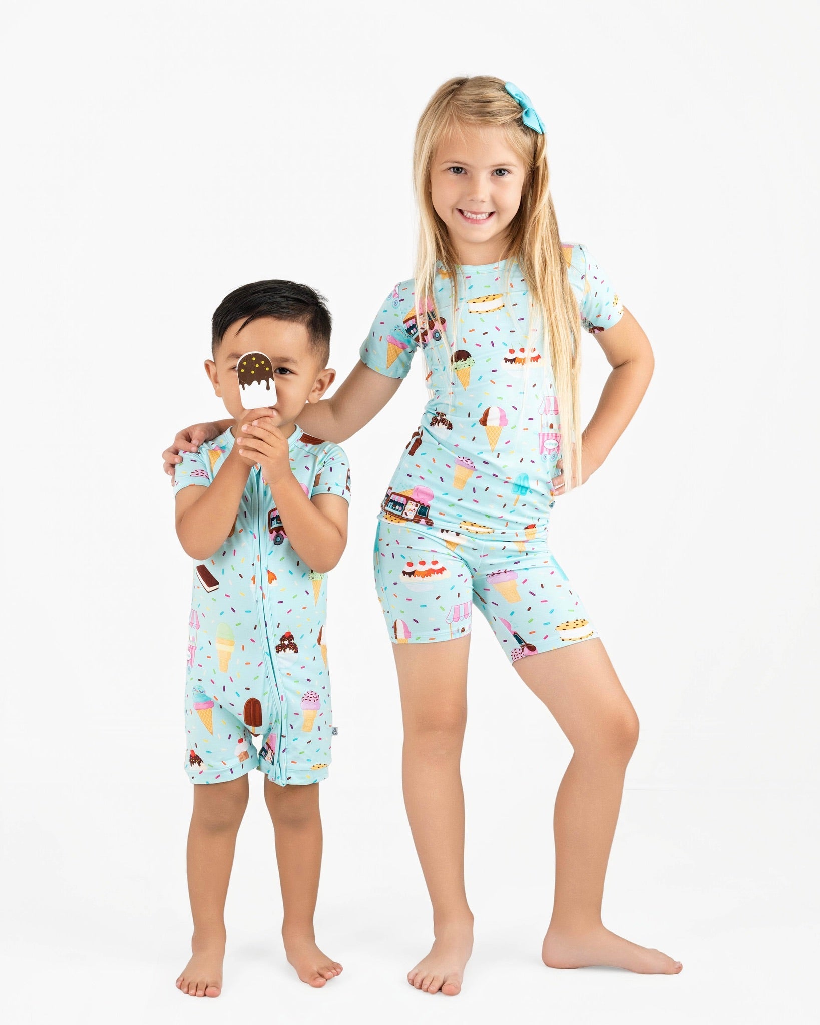 Cotton Candy Ice Cream | Bamboo Shorty Zipper Romper - Baby, Infant & Toddler