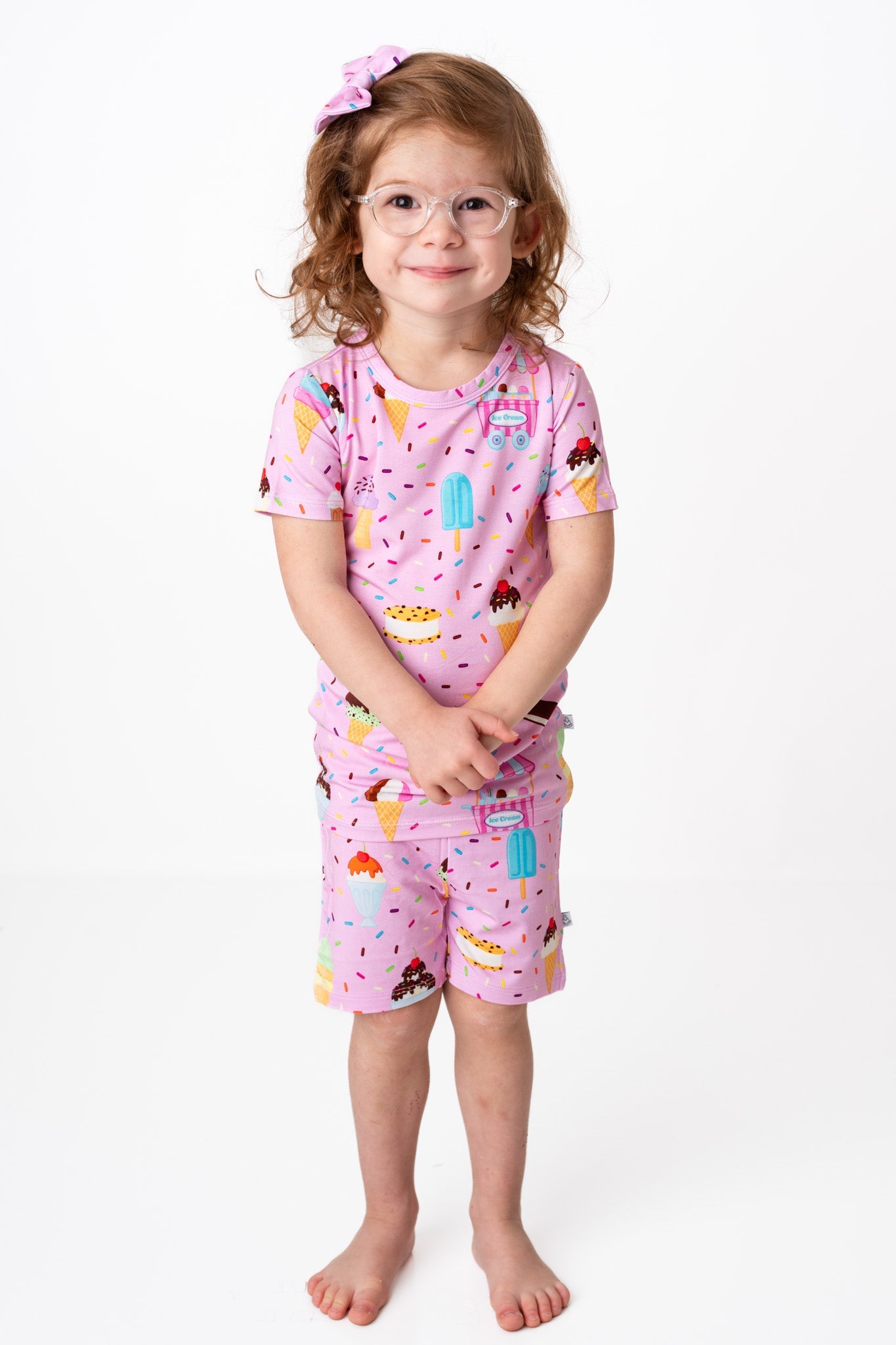 Strawberry Ice Cream | Two-piece Bamboo Short Sleeve Toddler & Kids Set