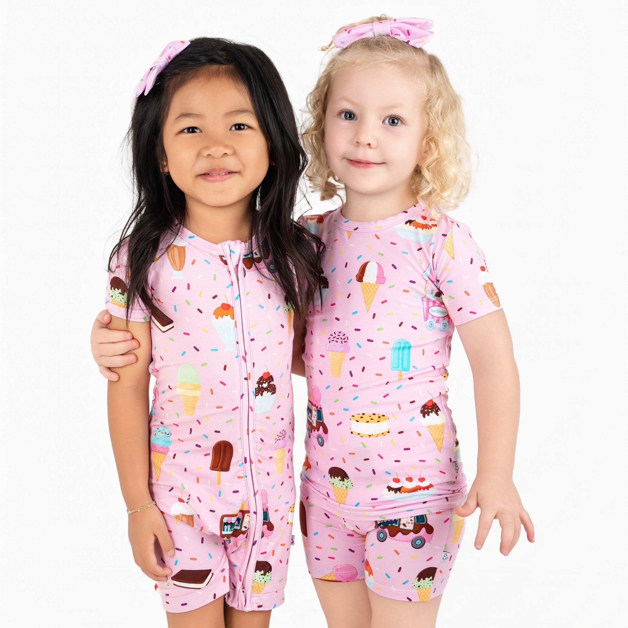 Strawberry Ice Cream | Bamboo Shorty Zipper Romper - Baby, Infant & Toddler