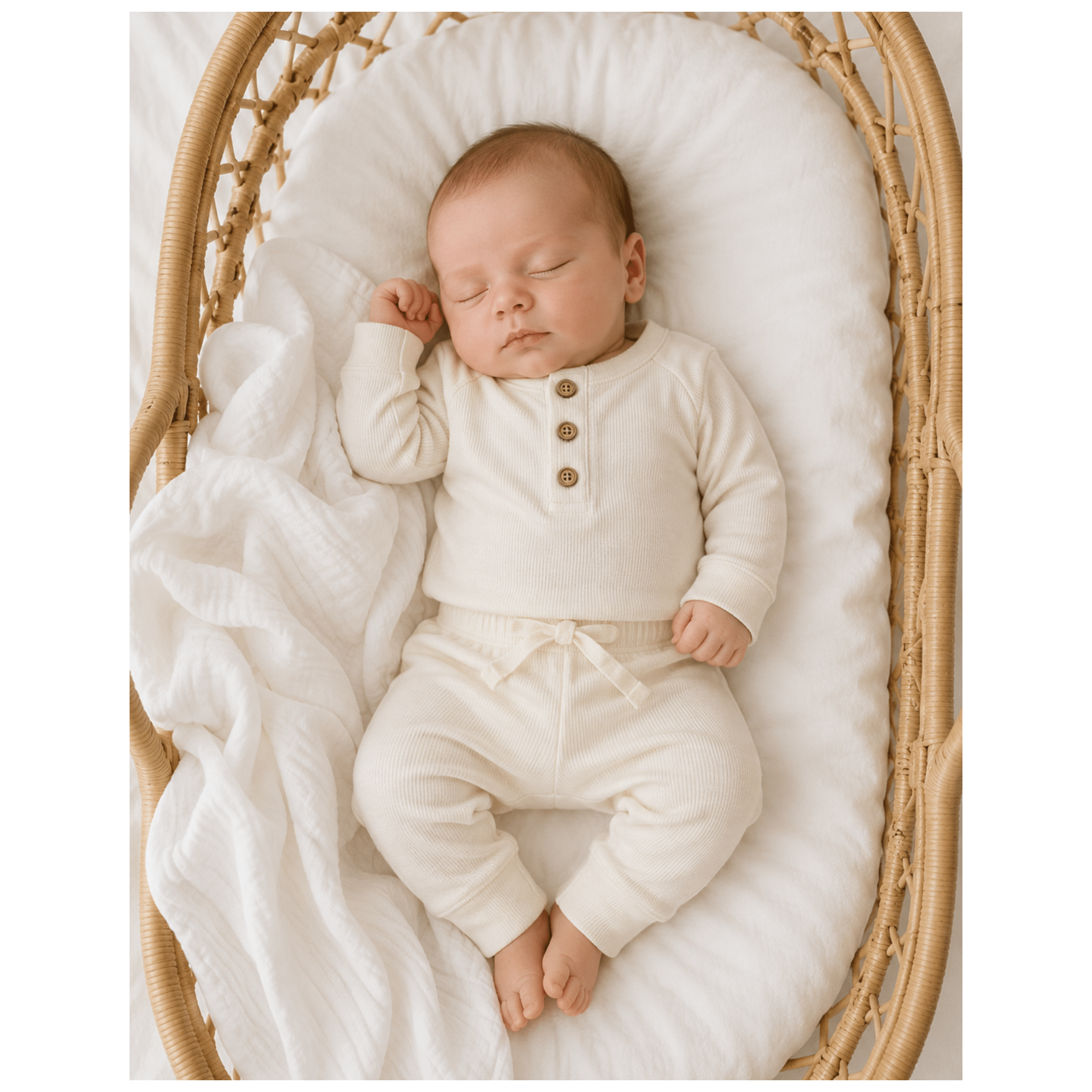 Bamboo Jogger Pants - Cream Ribbed