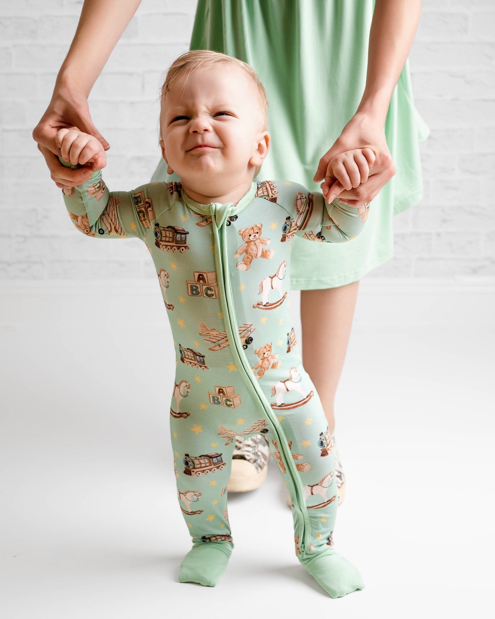 Vintage Toys | Convertible Bamboo Zipper Baby Pajamas