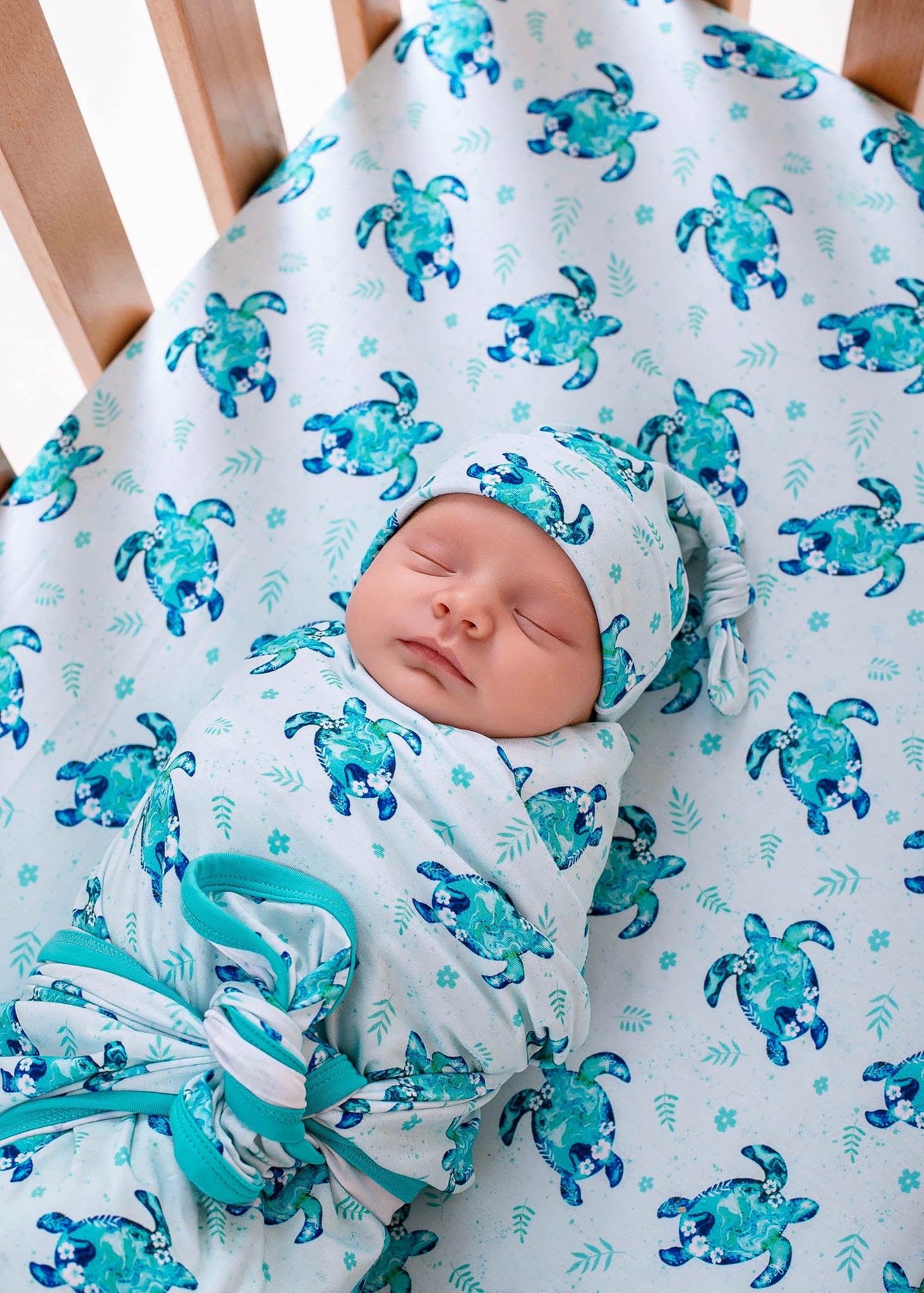 Sea Turtles | Bamboo Newborn Baby Knotted Hat