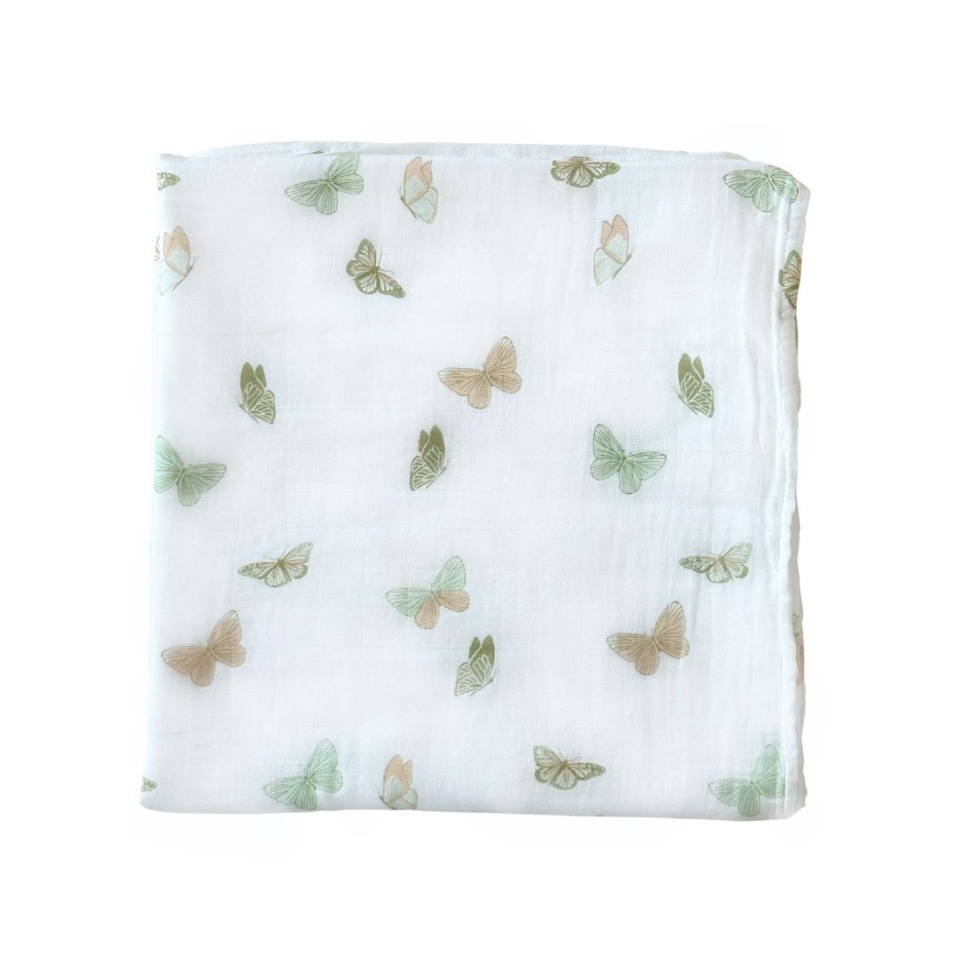 Bamboo Muslin Swaddle Blanket In Busy Bees