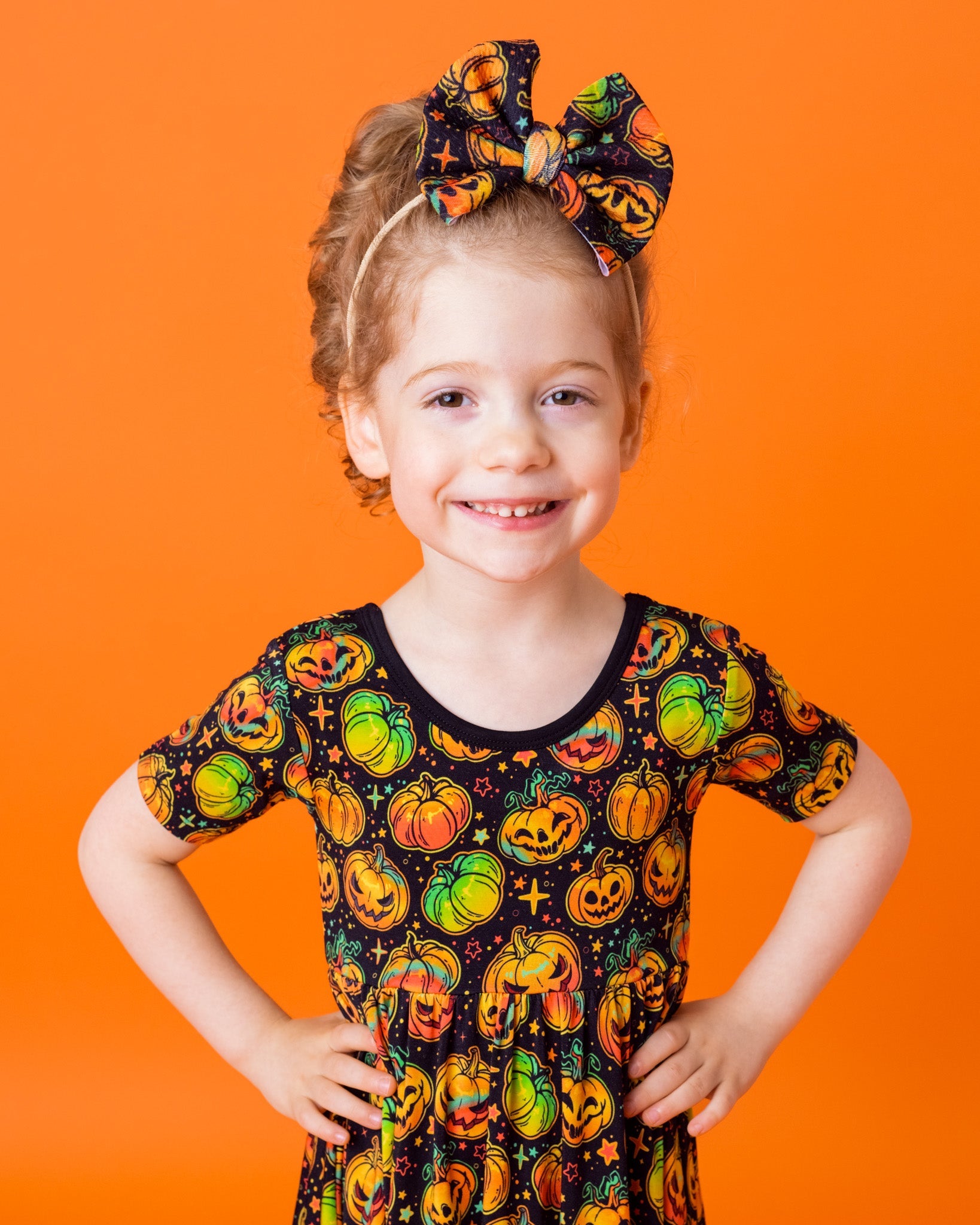 Halloween | Spooky Pumpkins | Toddler Girl Nylon Bow