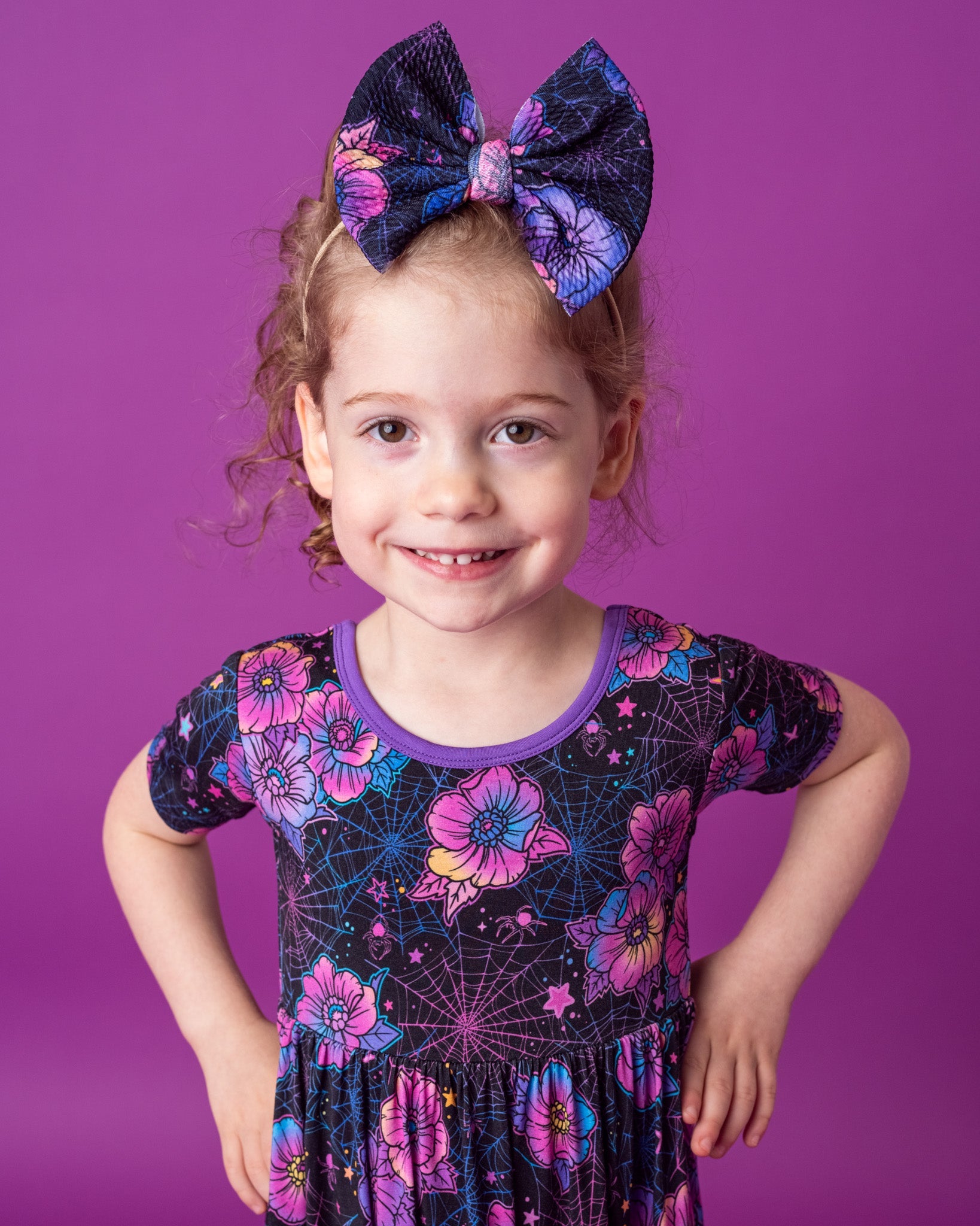 Halloween | Violet Webs | Toddler Girl Nylon Bow