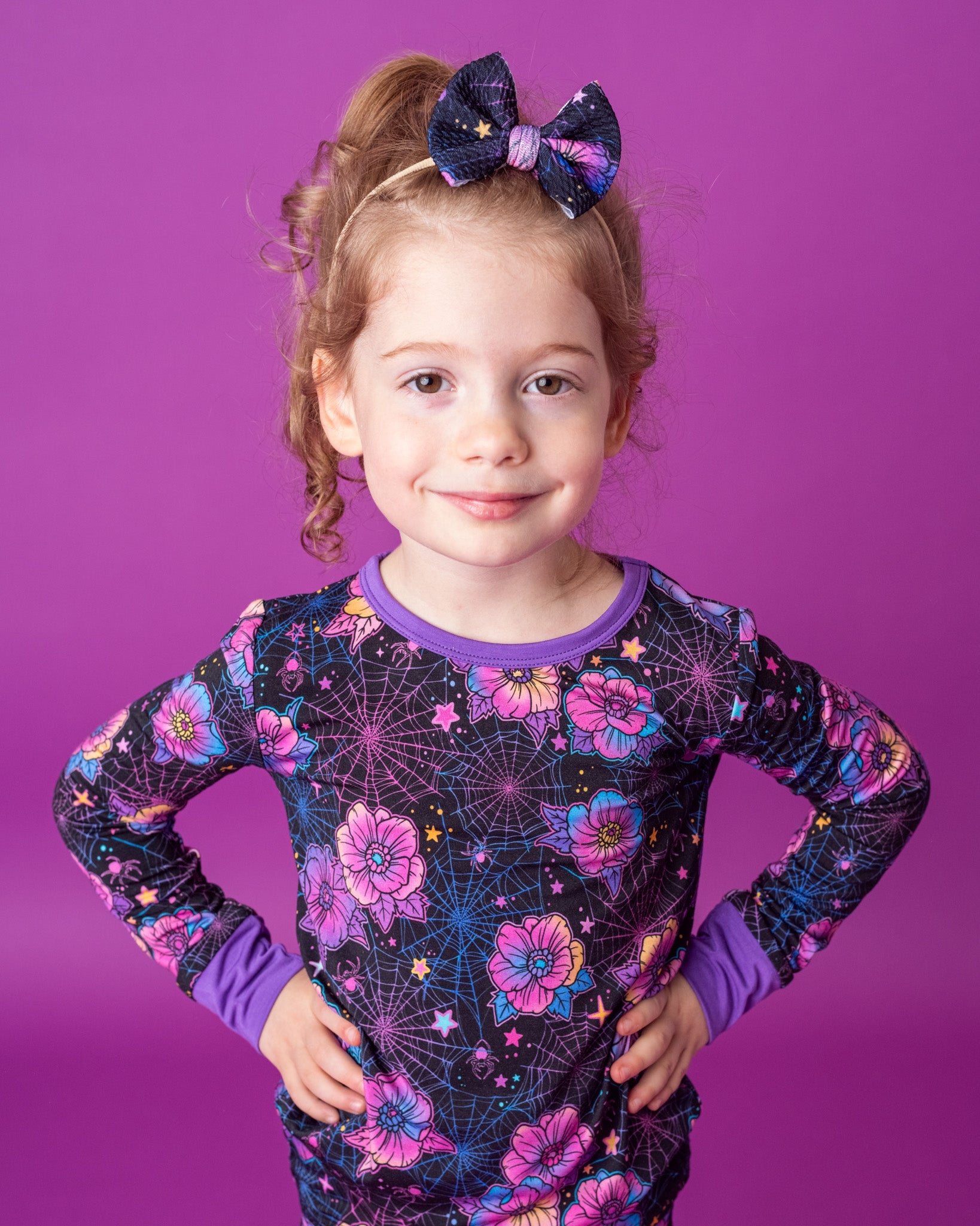 Halloween | Violet Webs | Two-piece Bamboo Long Sleeve Toddler & Kids Pajamas