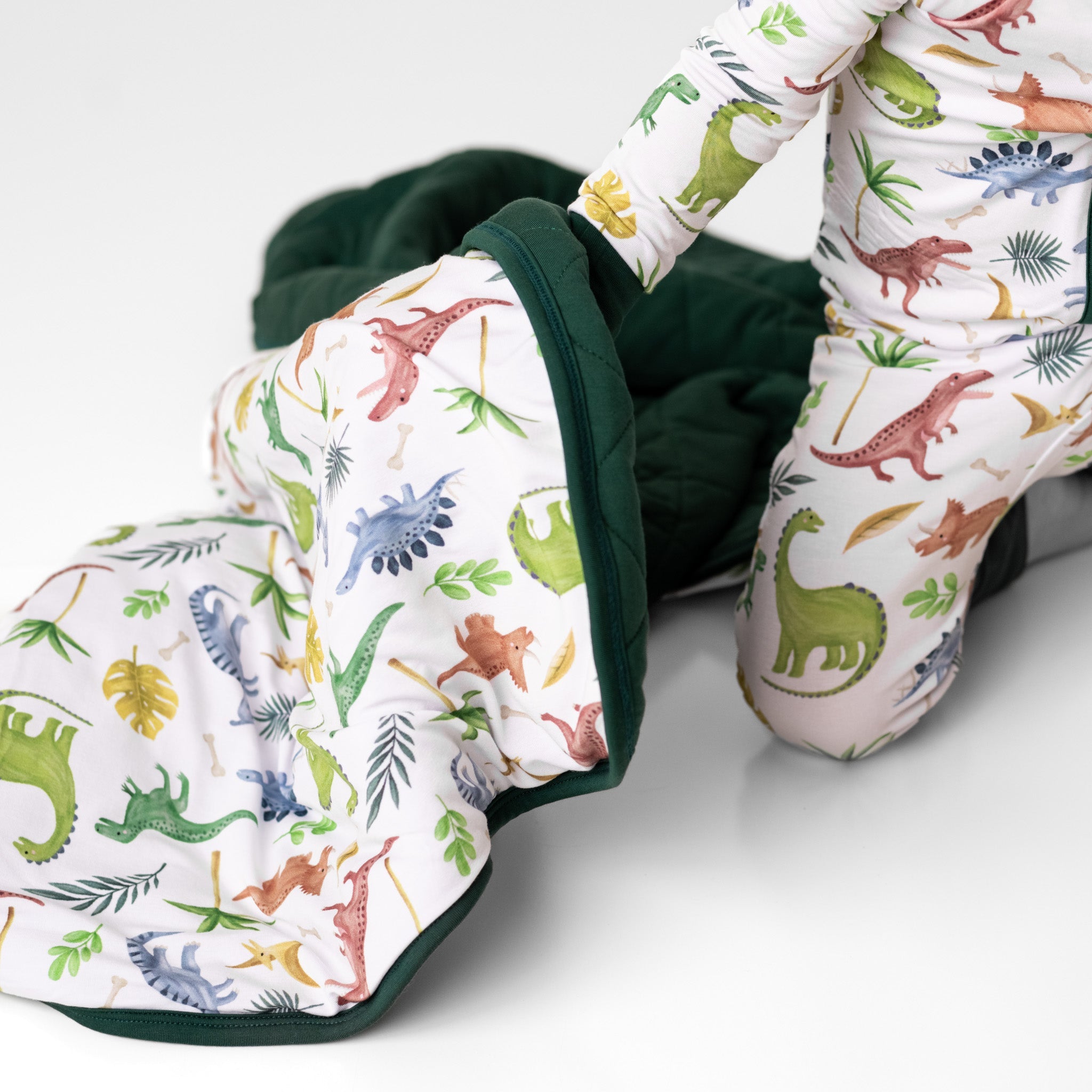 Dinosaur Land | Mini Quilted Bamboo Baby Blanket