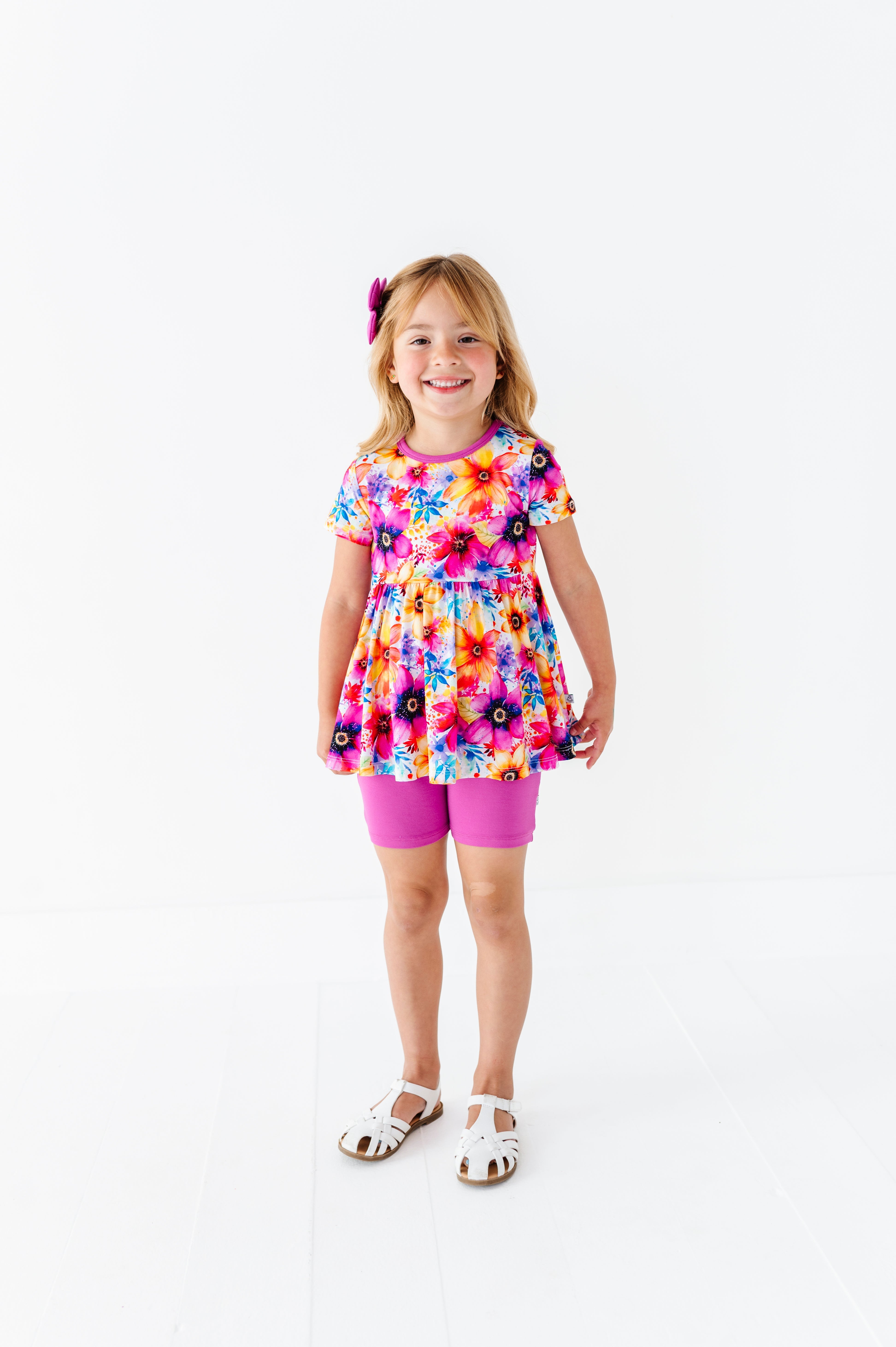 Painted Petals | Bamboo Peplum & Shorts Set