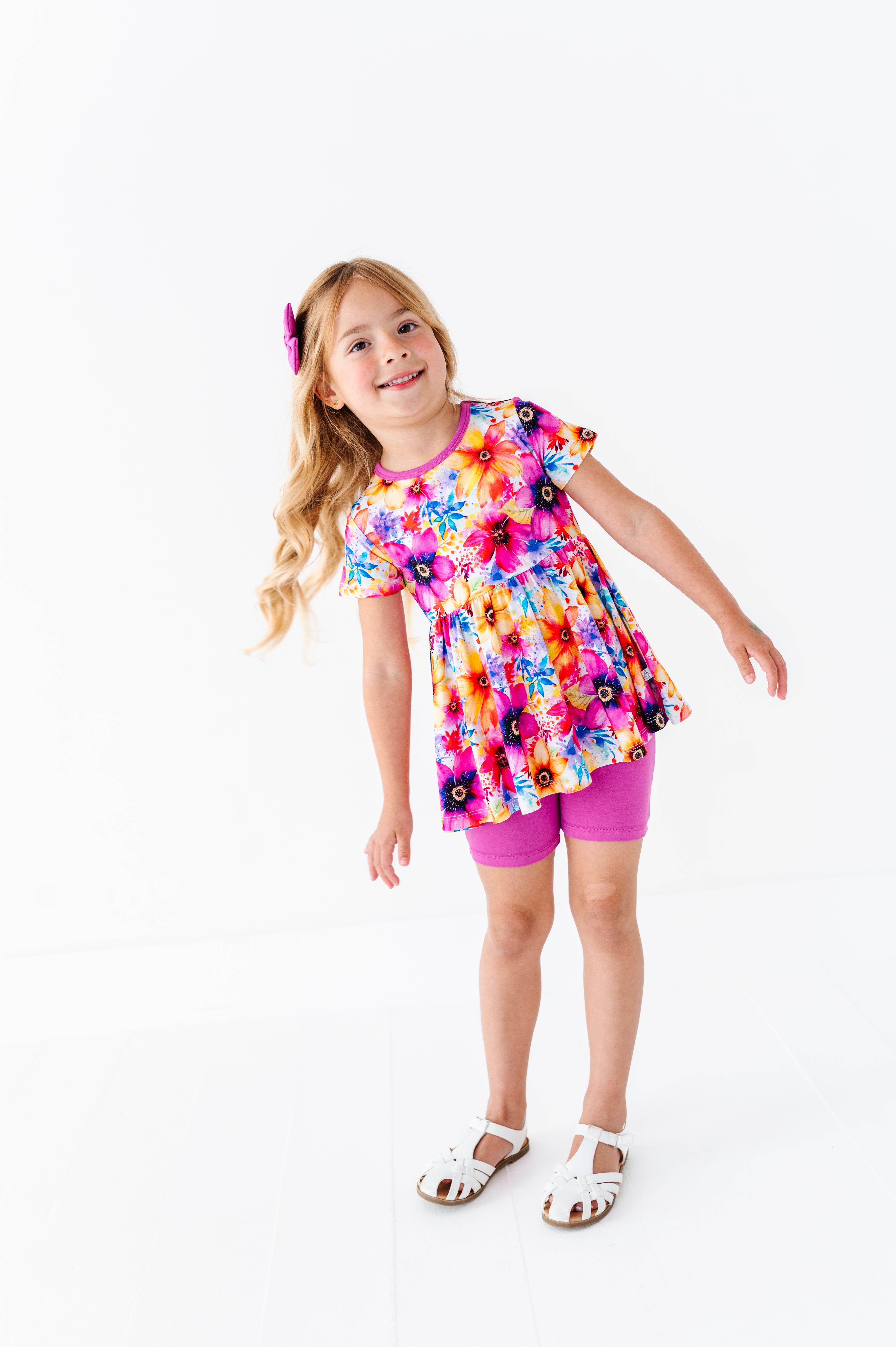 Painted Petals | Bamboo Peplum & Shorts Set