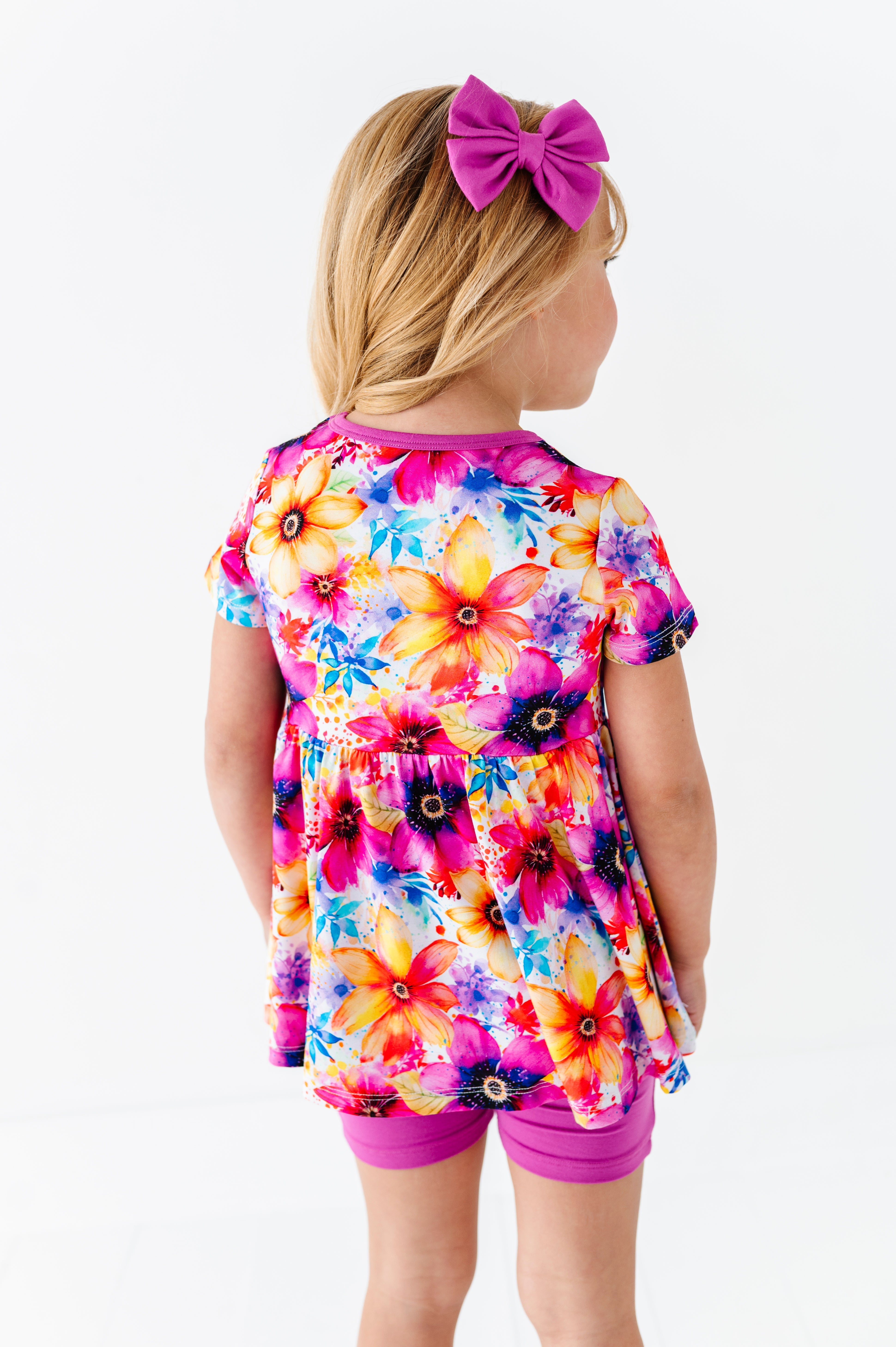 Painted Petals | Bamboo Peplum & Shorts Set