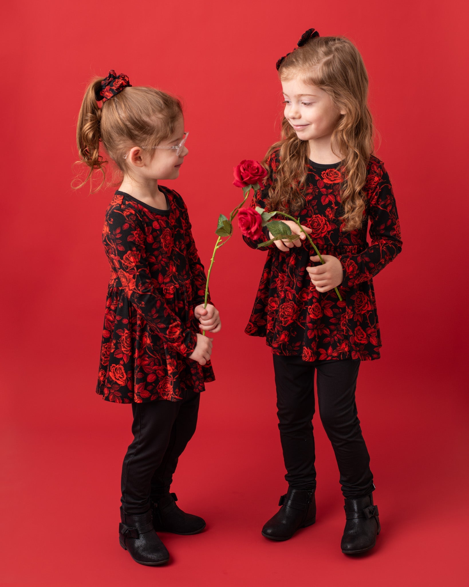 Midnight Roses | Bamboo Peplum & Leggings Set