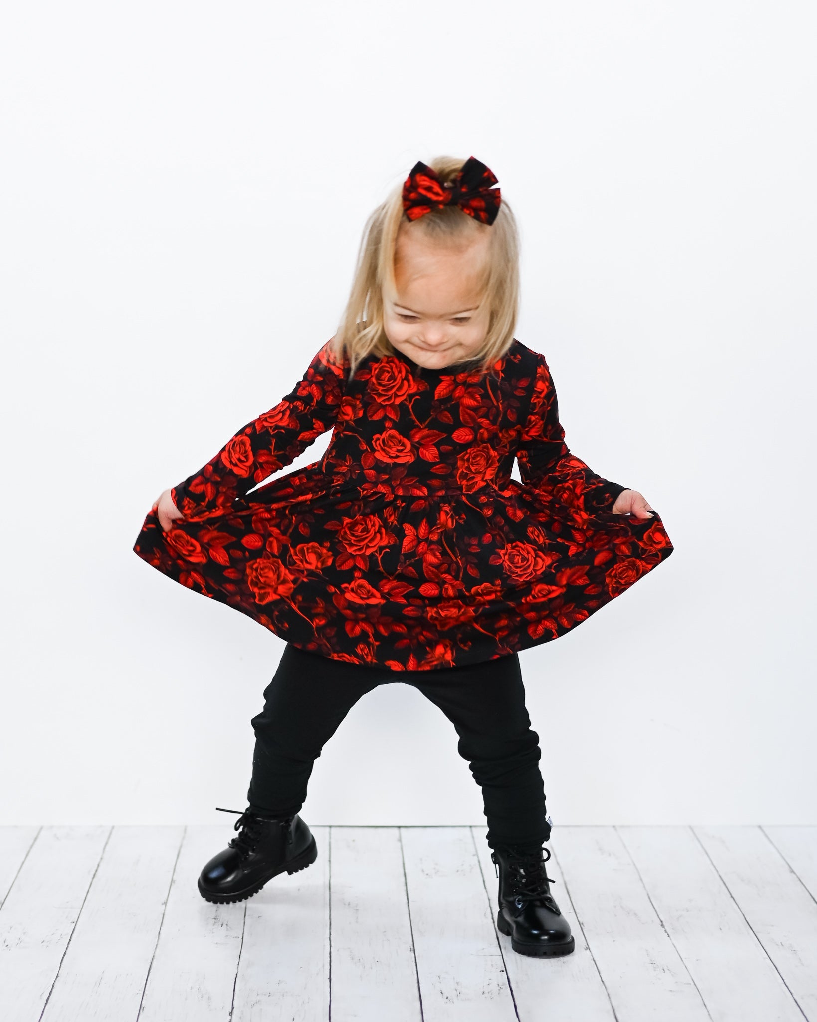 Midnight Roses | Bamboo Peplum & Leggings Set