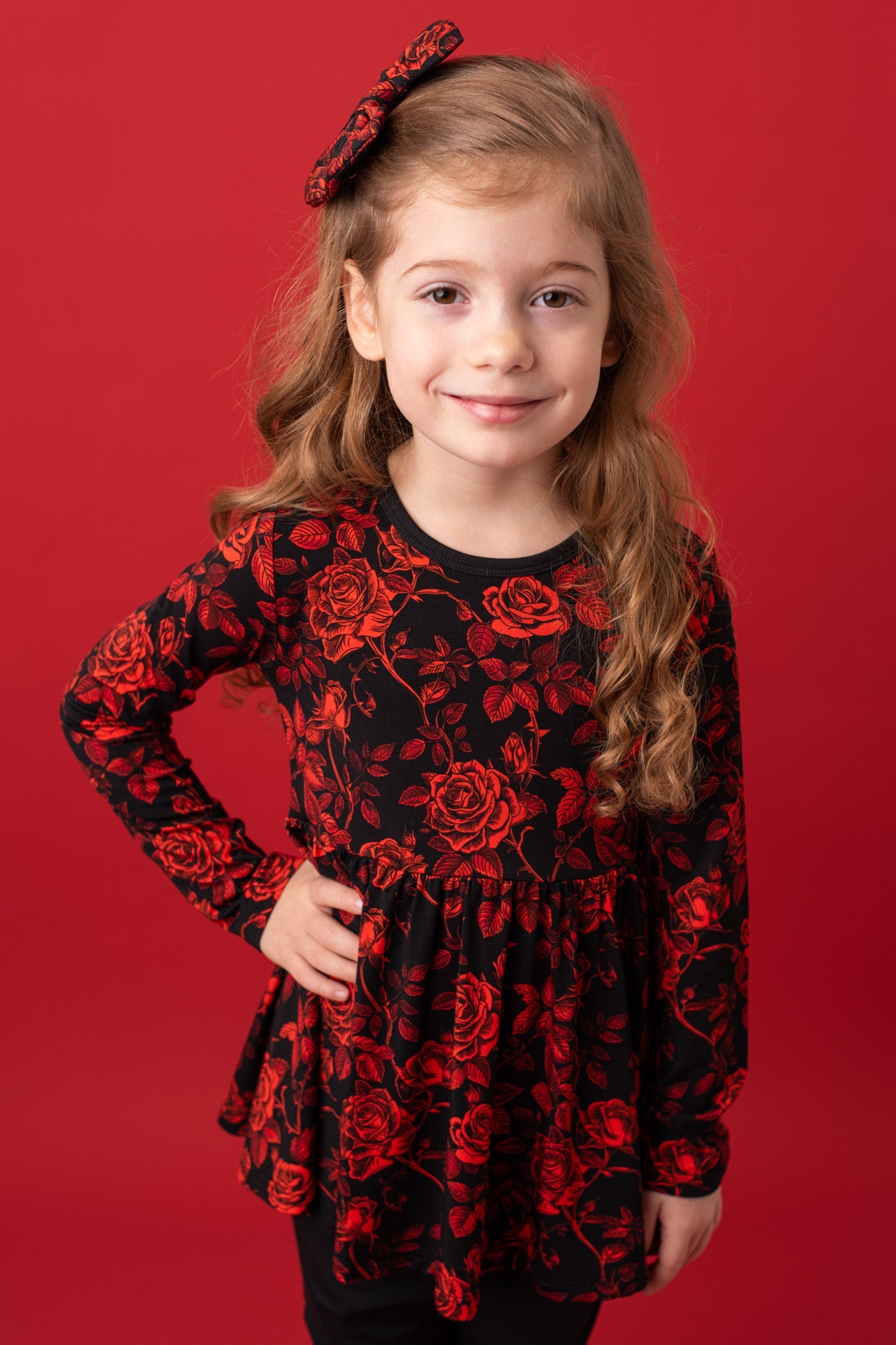Midnight Roses | Bamboo Peplum & Leggings Set