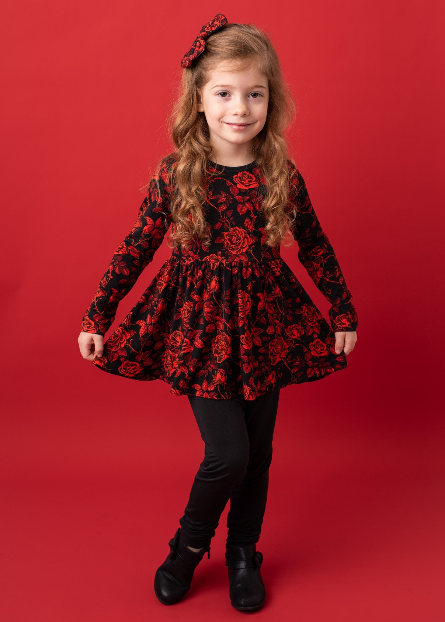 Midnight Roses | Large Clip Bow