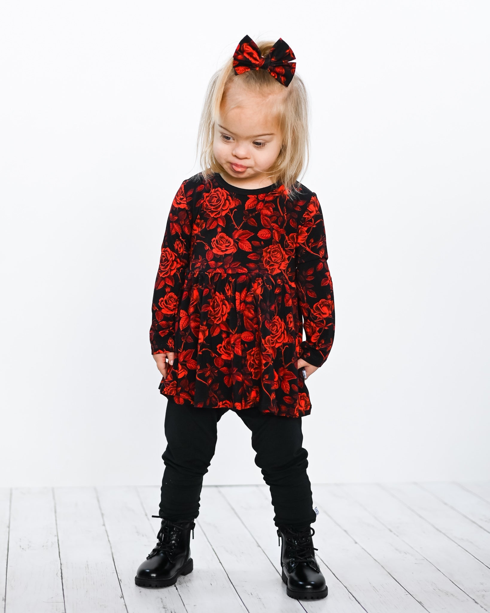 Midnight Roses | Bamboo Peplum & Leggings Set