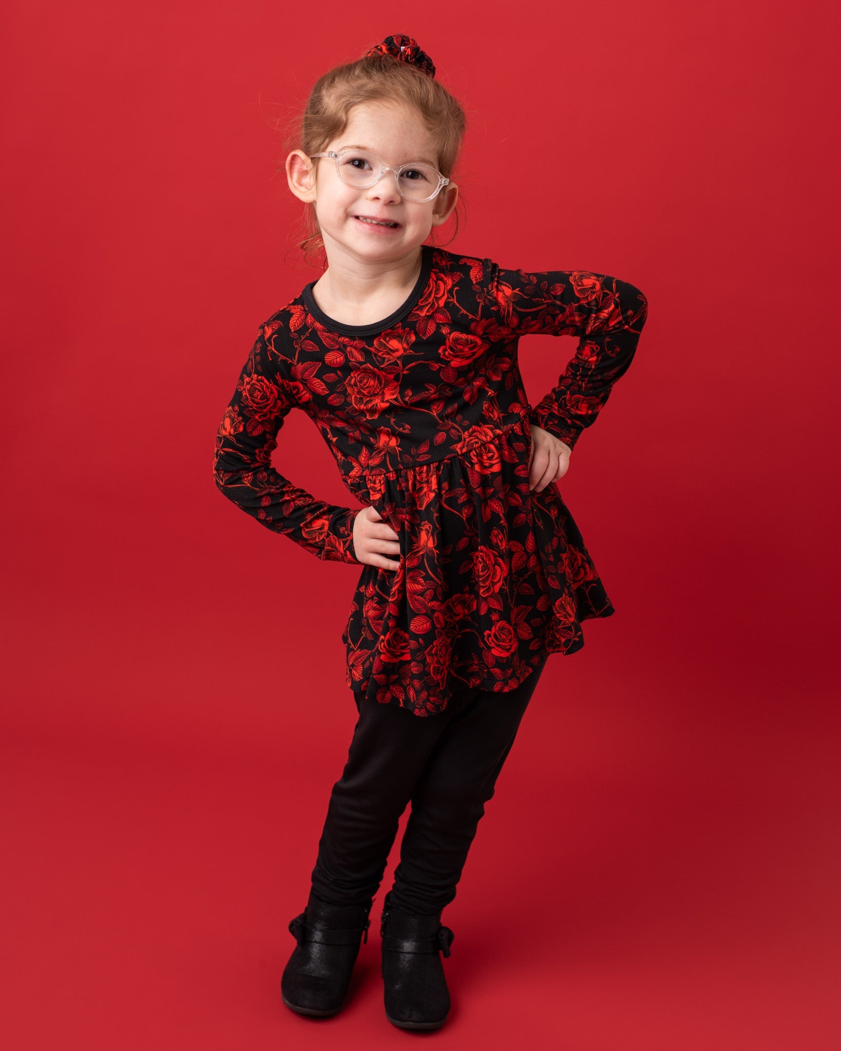 Midnight Roses | Bamboo Peplum & Leggings Set