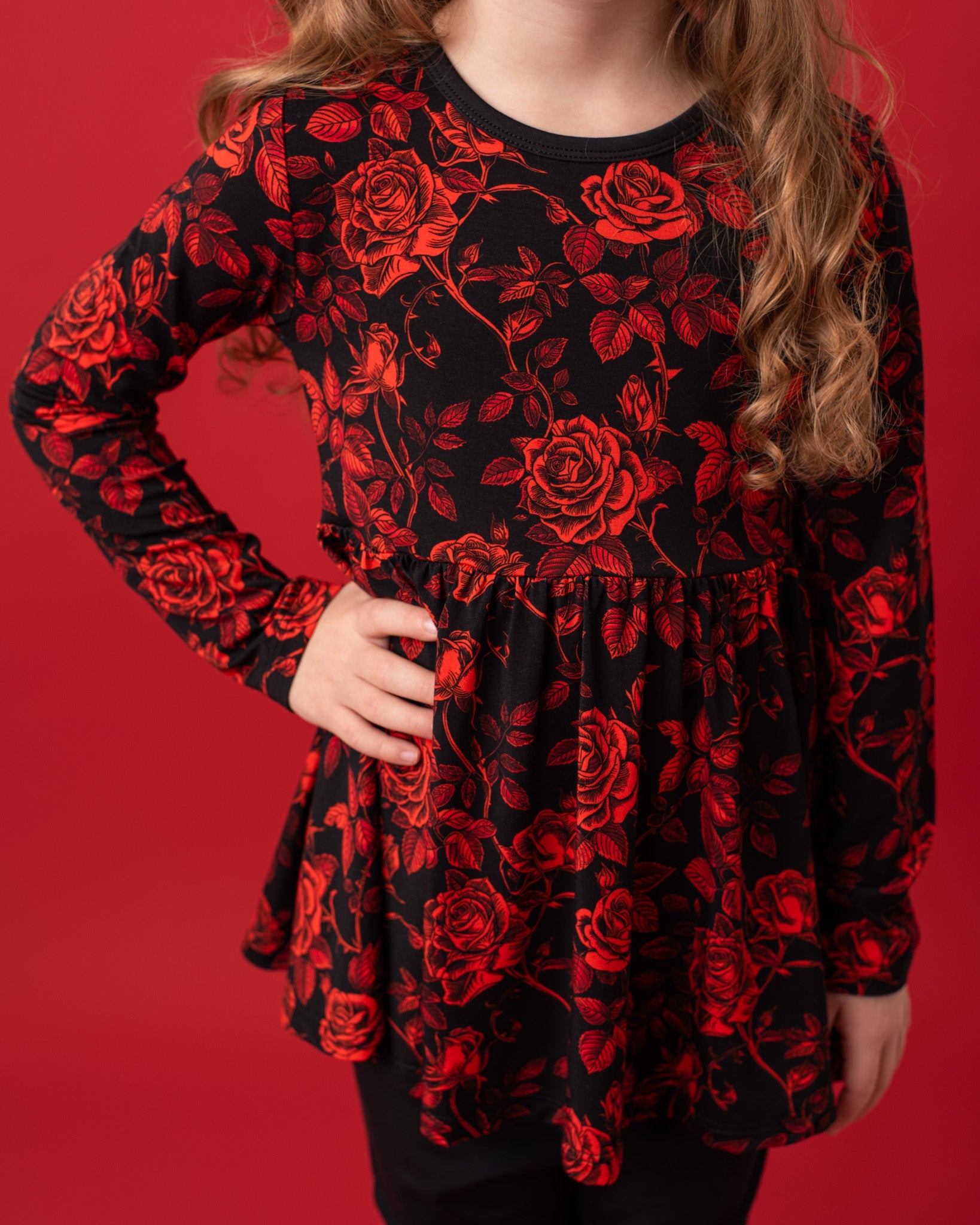 Midnight Roses | Bamboo Peplum & Leggings Set