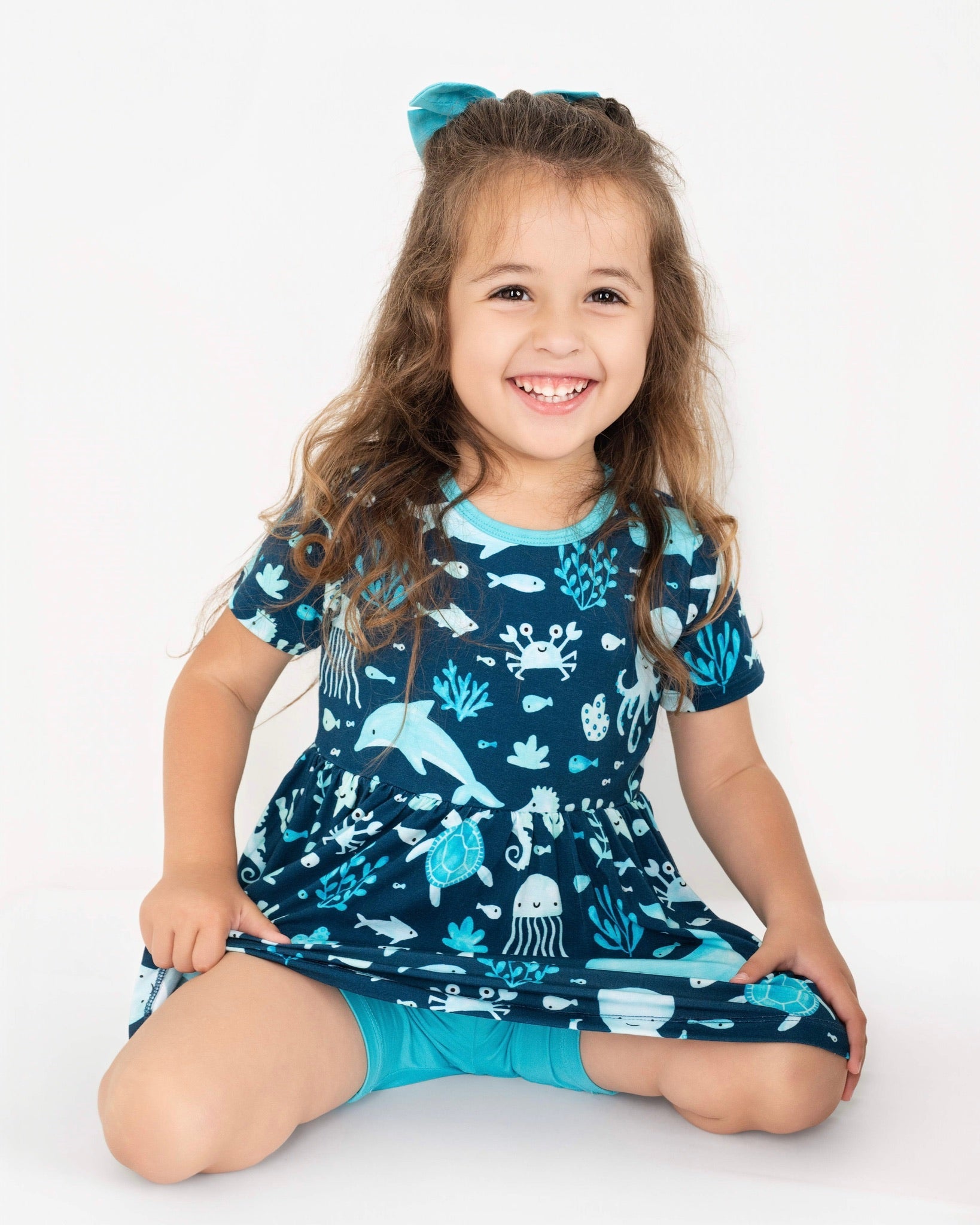 Ocean Pals | Bamboo Toddler & Girls Peplum Top & Shorts Set
