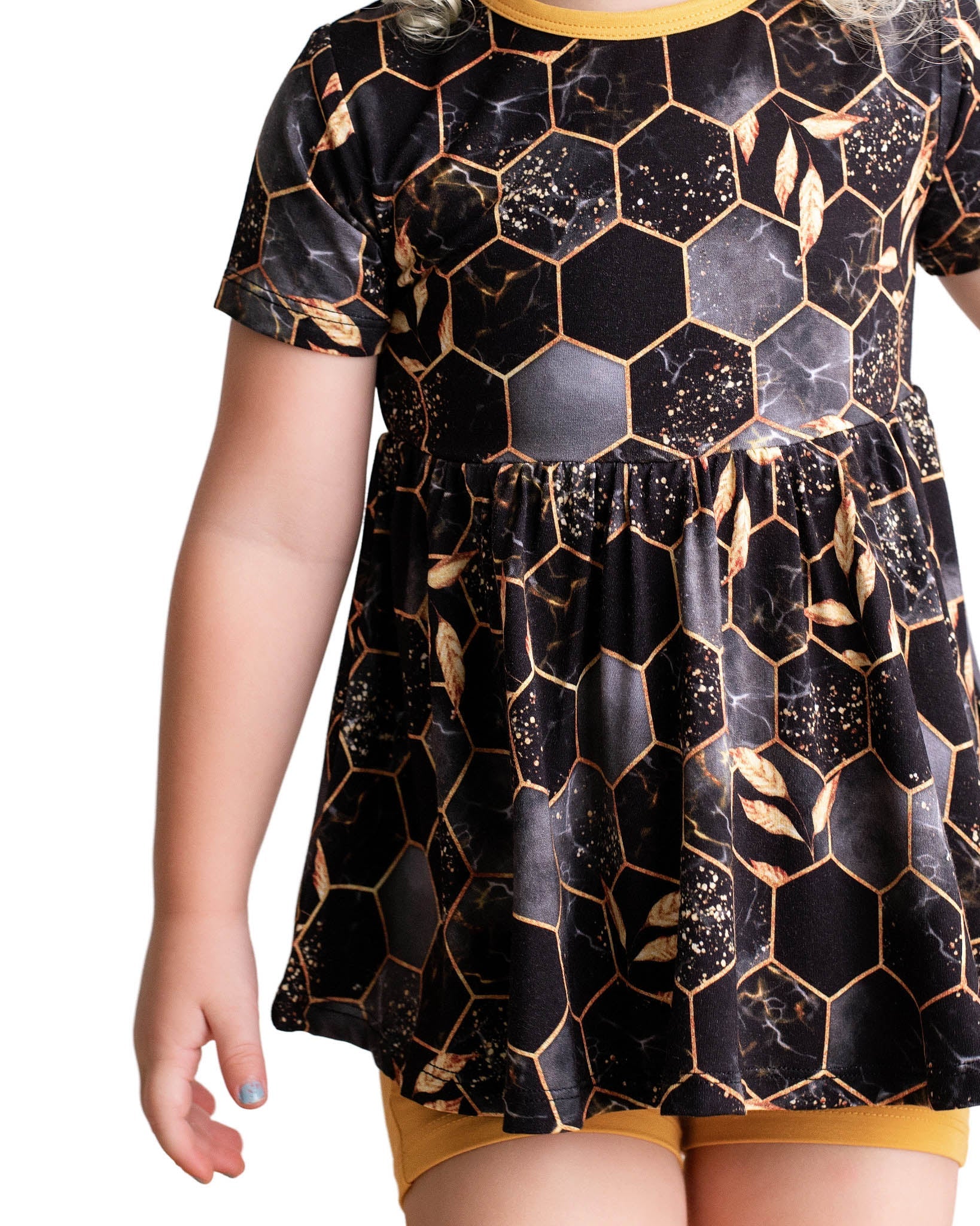 Midnight Honey | Bamboo Toddler & Girls Peplum Top & Shorts Set