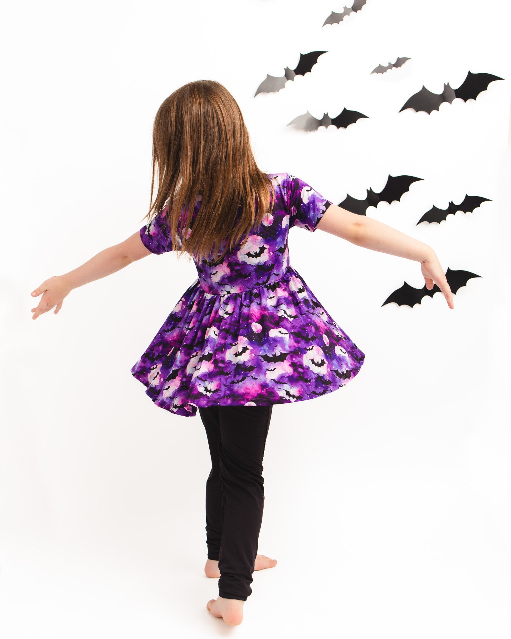 Halloween | Twilight Bats | Bamboo Toddler & Girls Peplum Top & Leggings Set